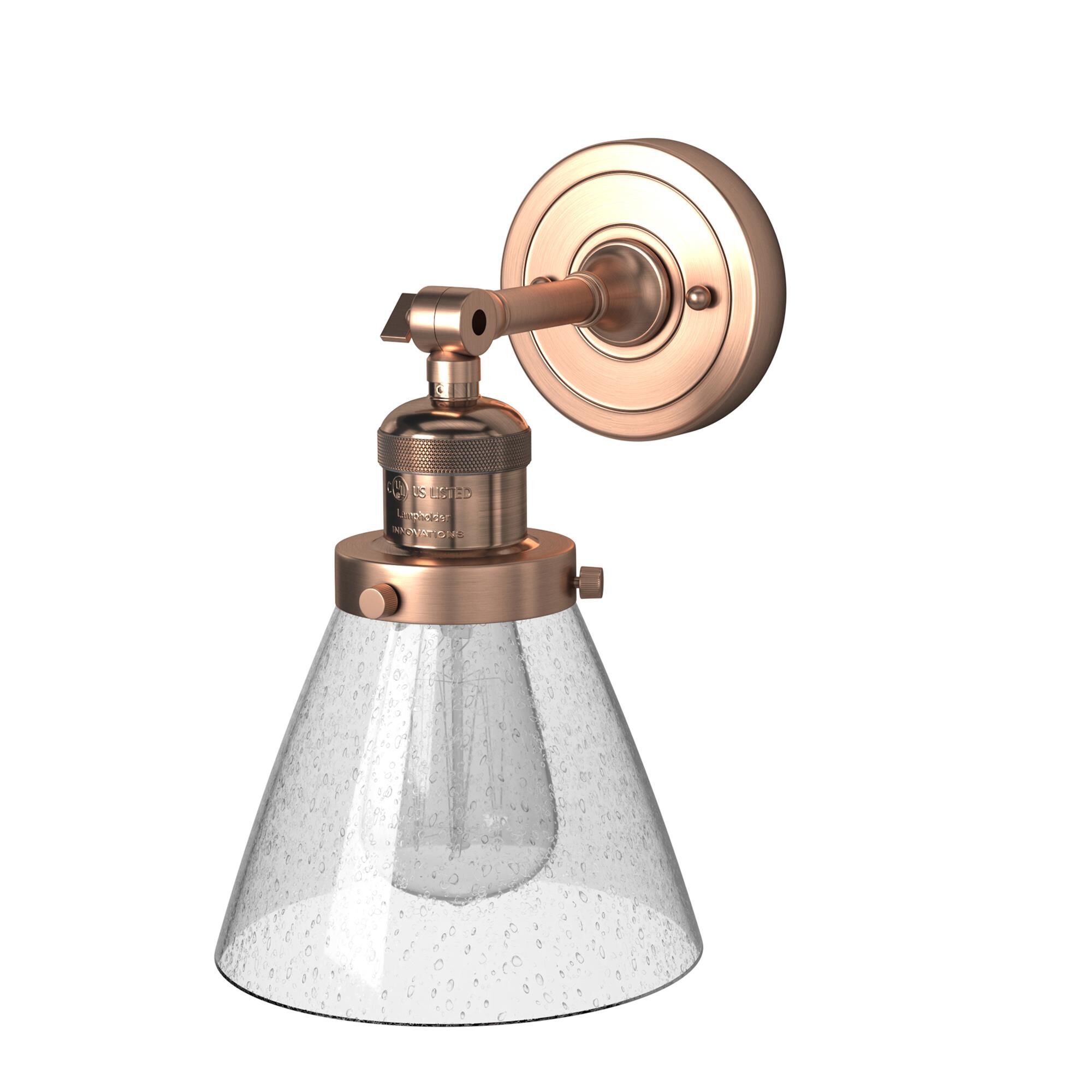 Shown in Antique Copper finish and Seedy glass