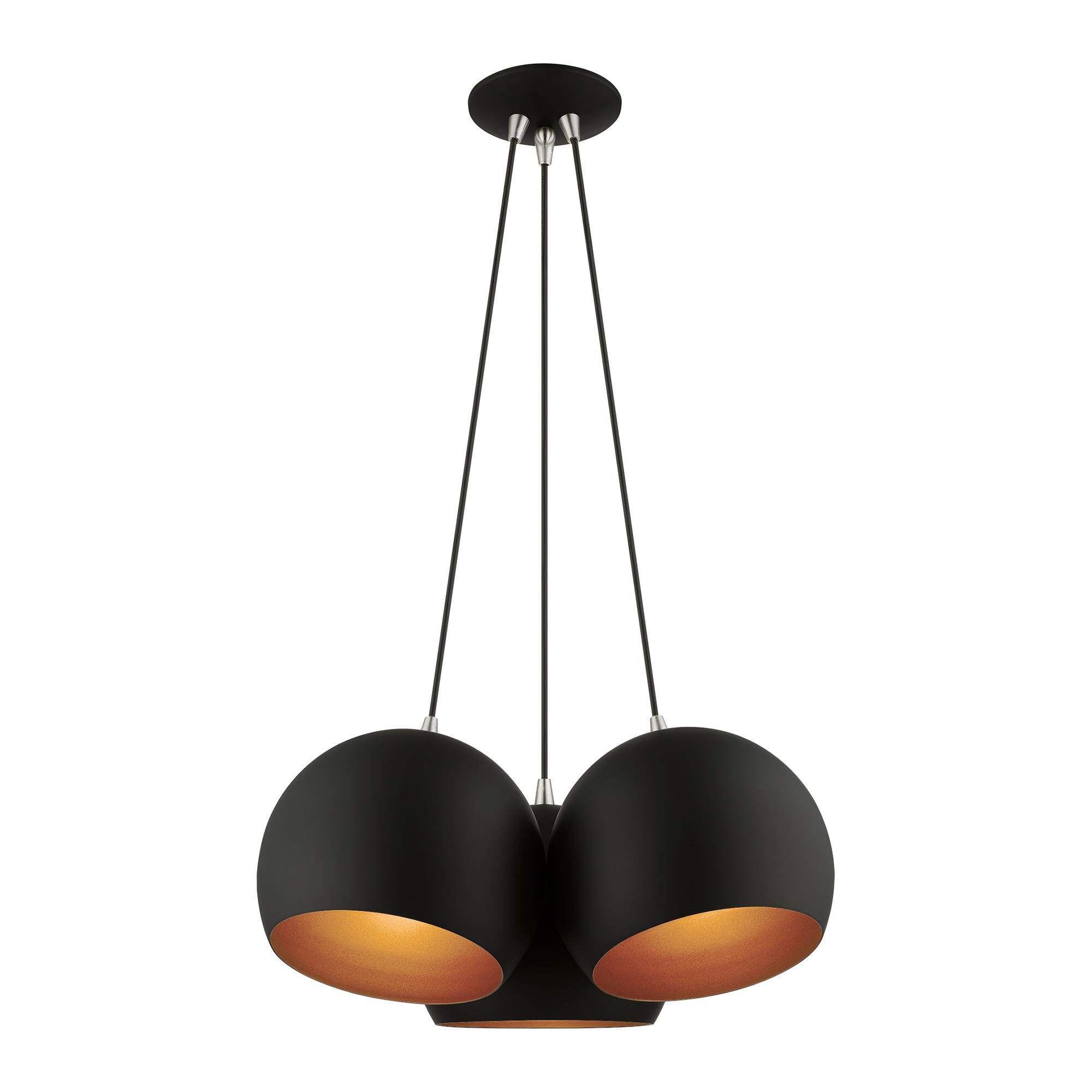 Shown in Black with Brushed Nickel Accents finish and Black Metal with Gold Inside shade