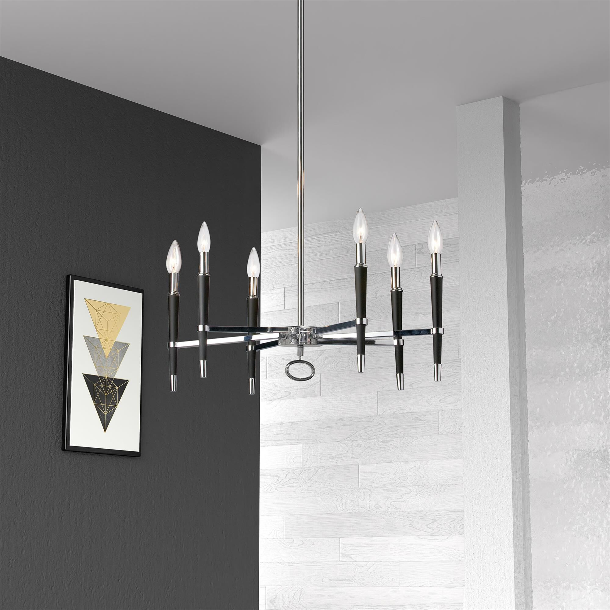 Shown in Polished Chrome and Black finish