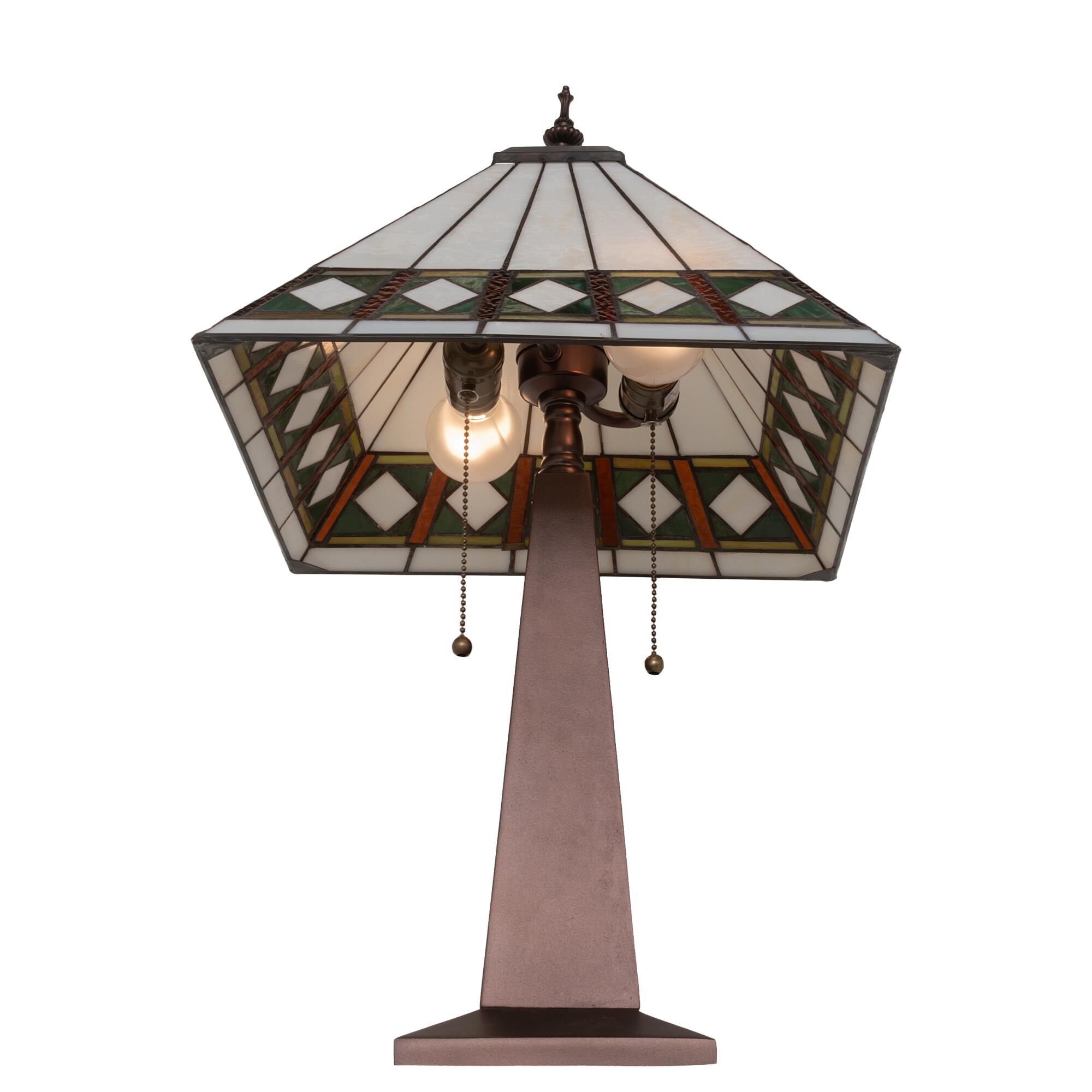 Shown in Mahogany Bronze finish and Amber /Acrylic;Green;Beige glass