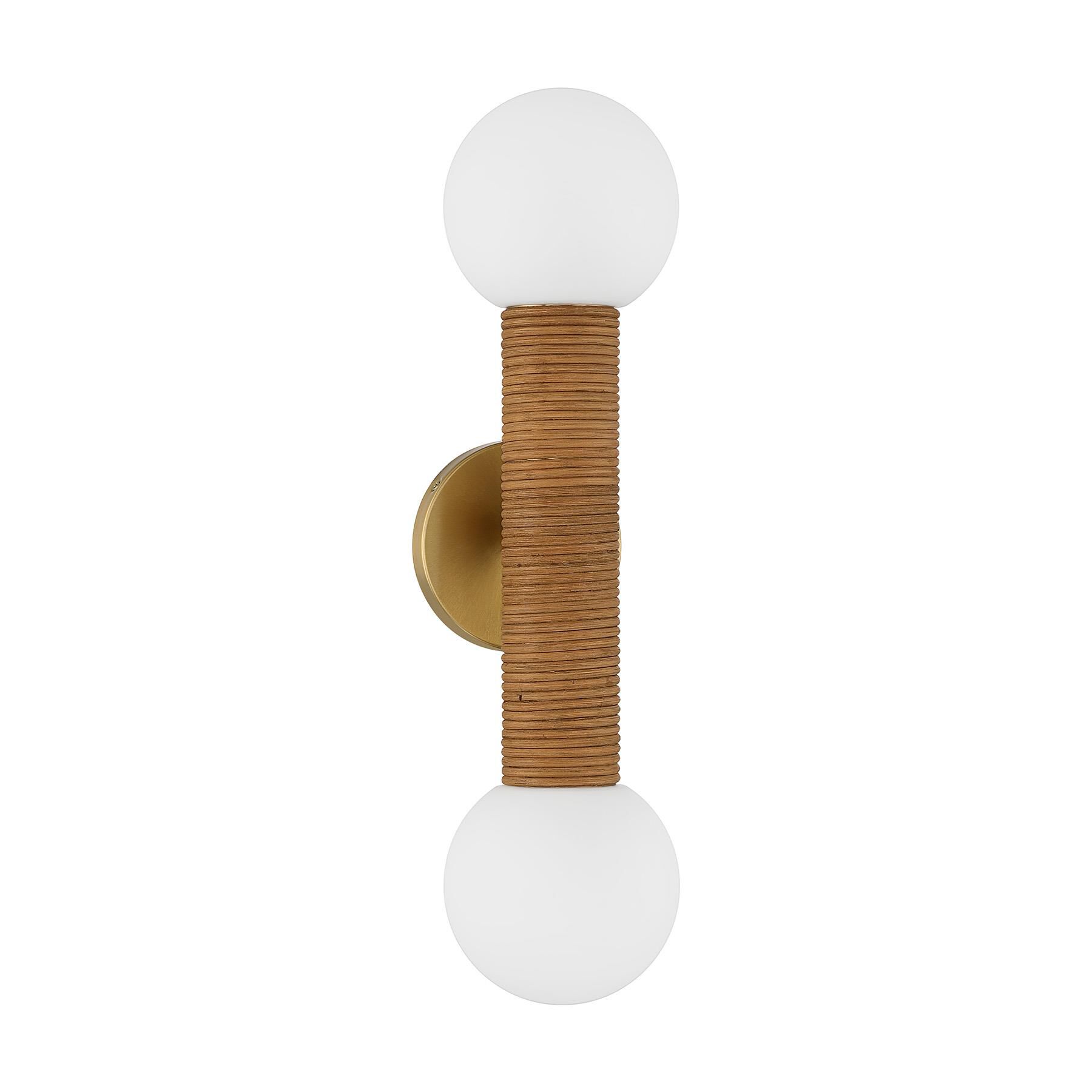 Shown in Warm Brass finish and White Opal glass