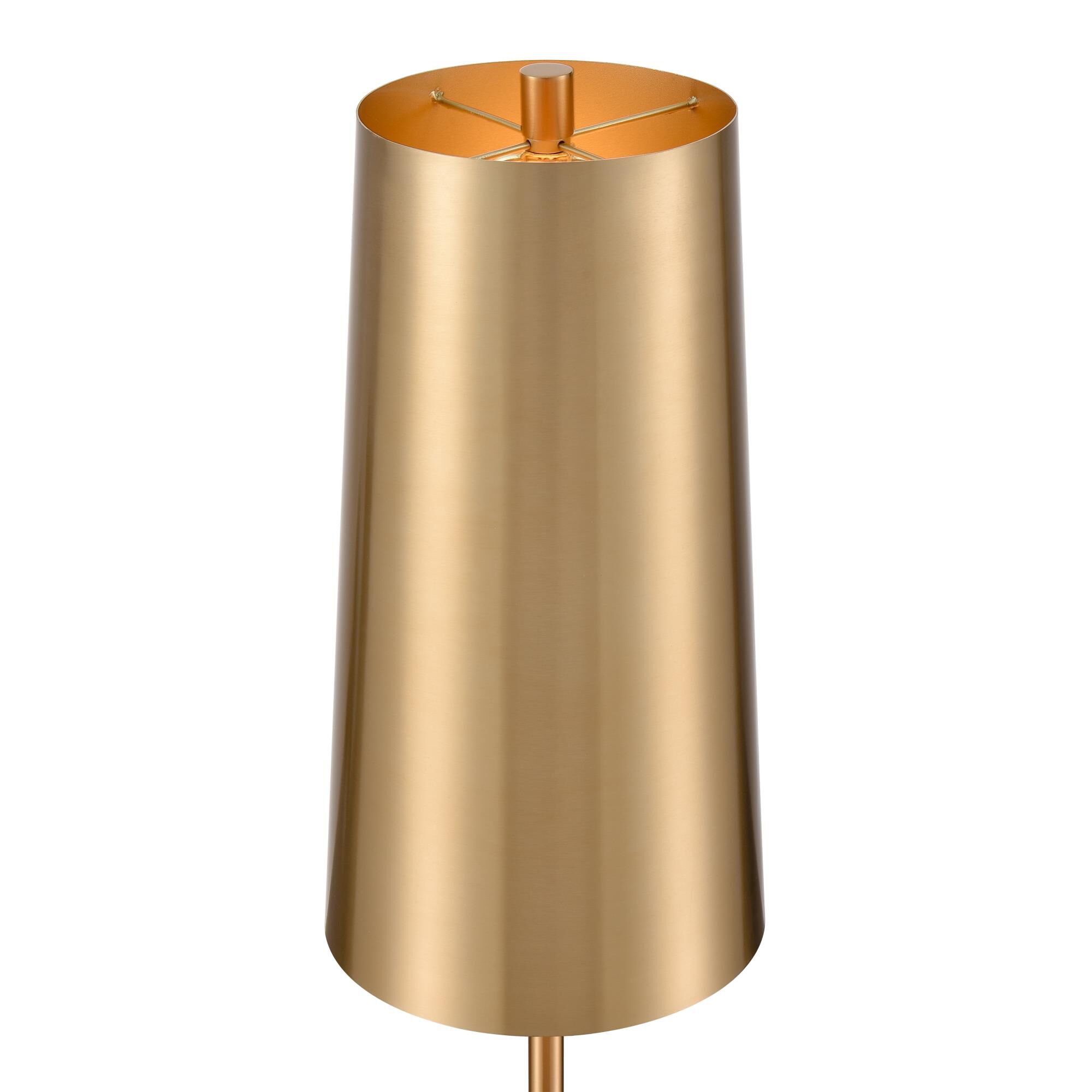 Shown in Aged Brass finish and Metal shade