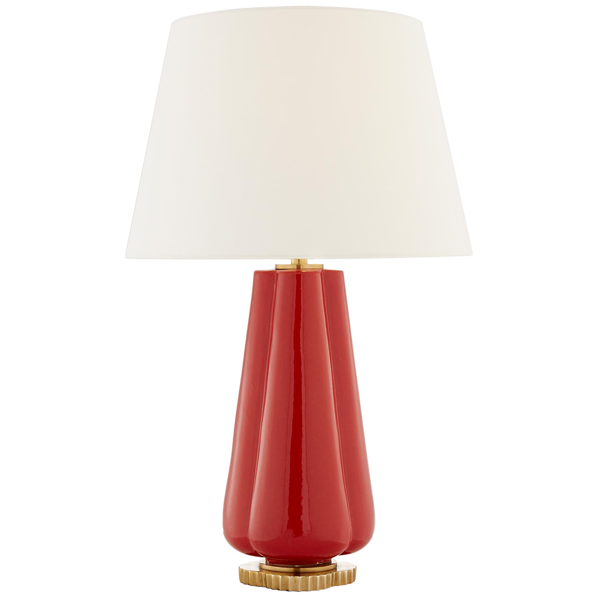 Shown in Berry Red finish and Linen shade