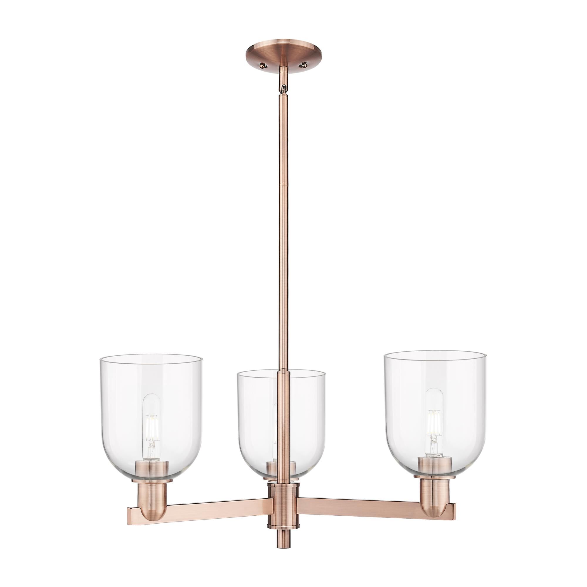 Shown in Antique Copper finish and Clear glass