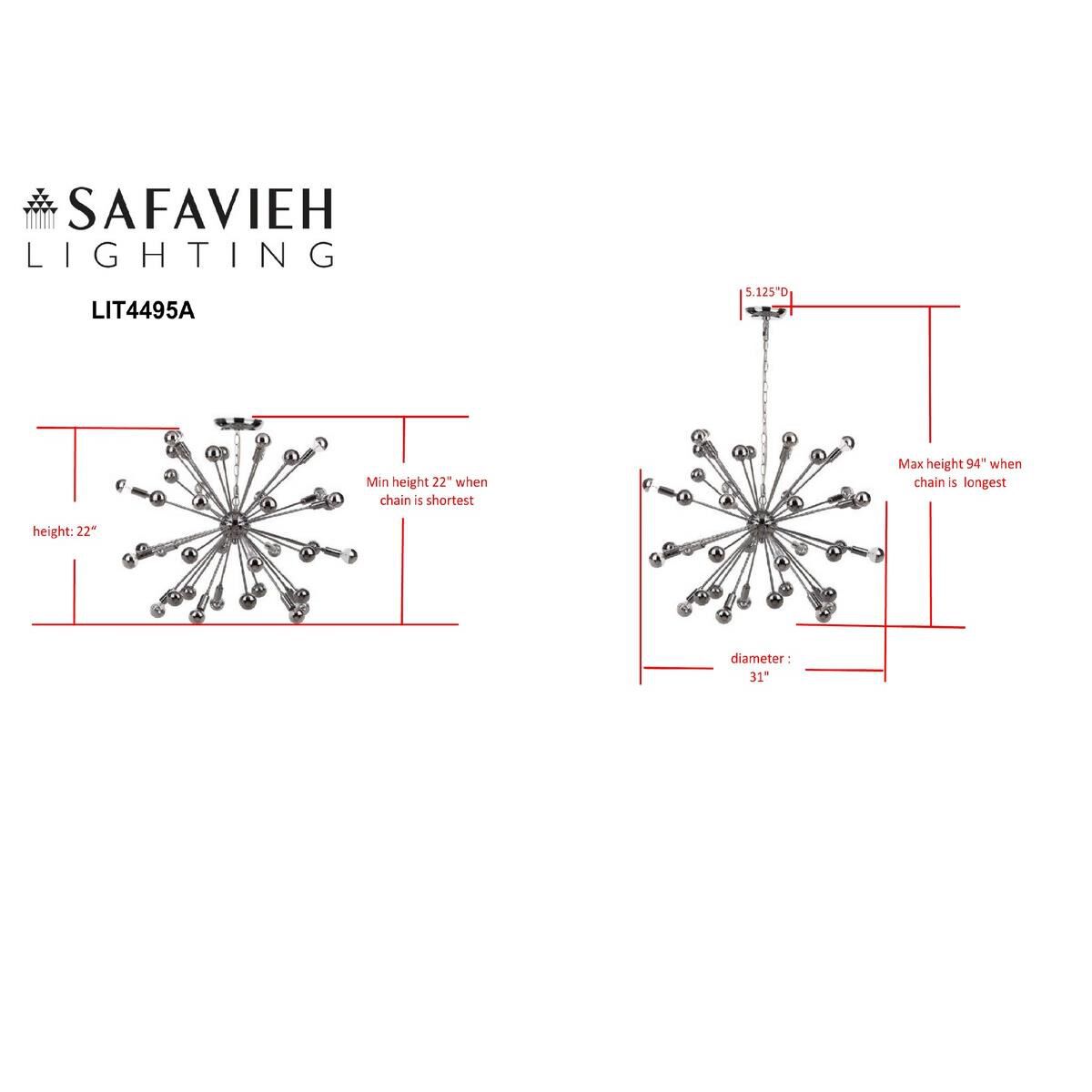 Starburst Sputnik 31 Inch 20 Light Chandelier by Safavieh