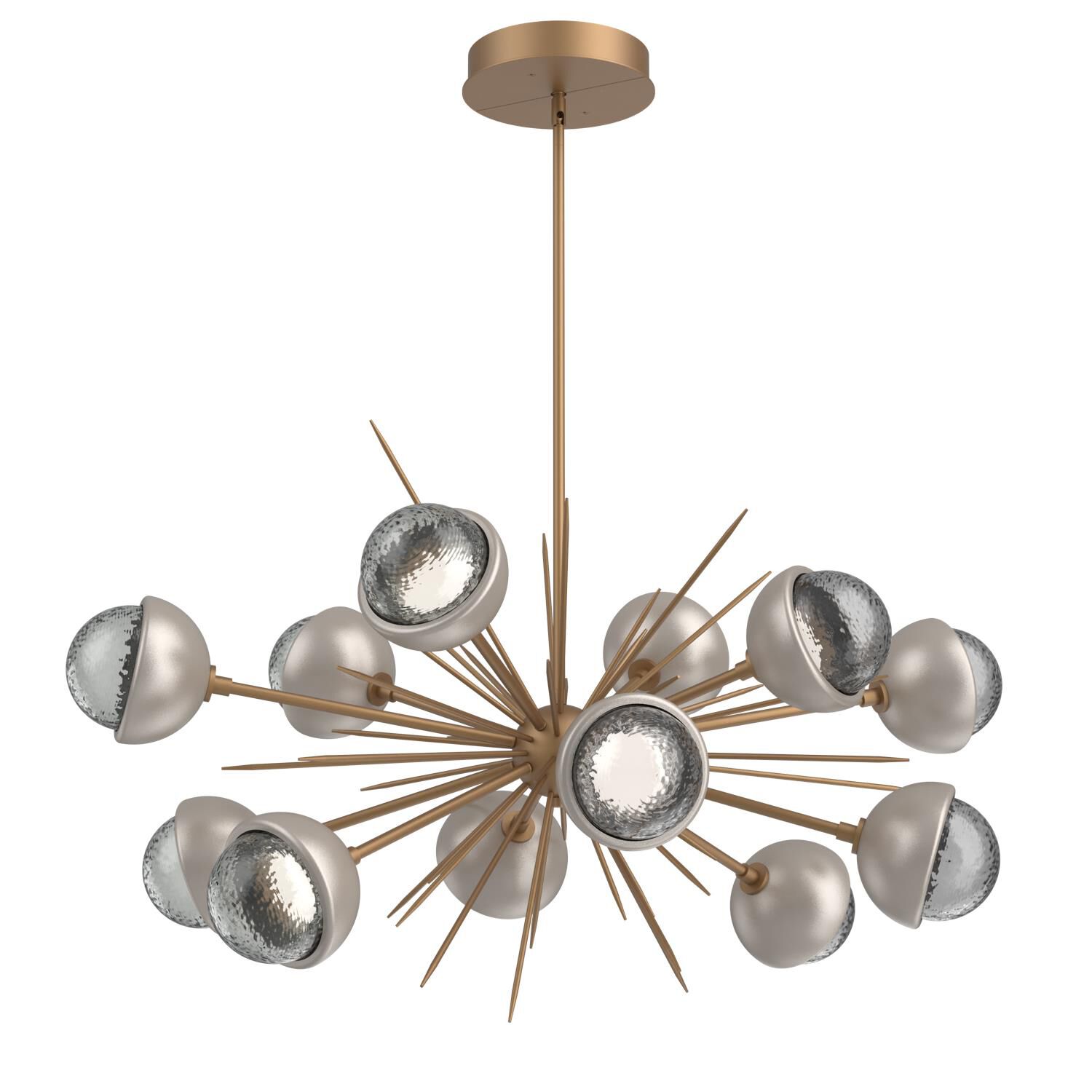 Shown in Novel Brass finish and Smoke glass and Beige Silver accent