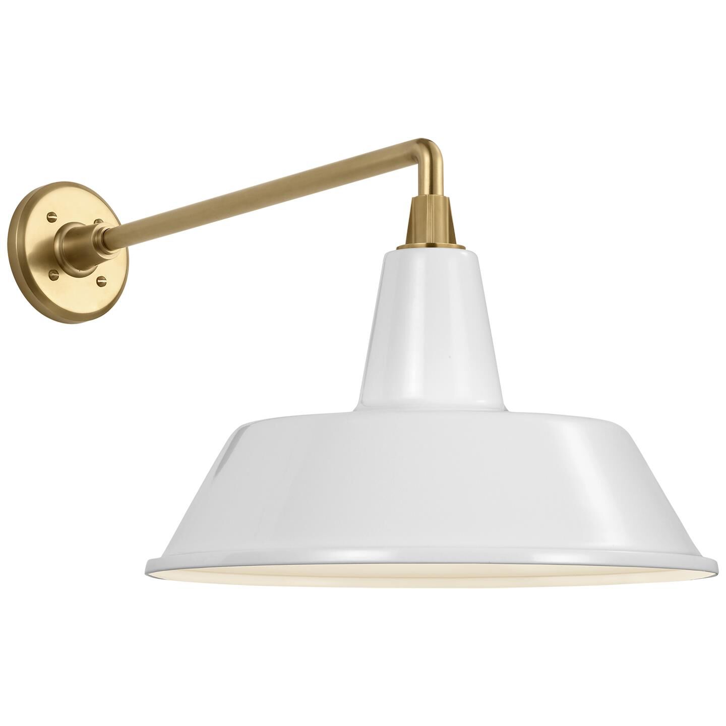 Shown in Hand-Rubbed Antique Brass finish and White Bowers shade