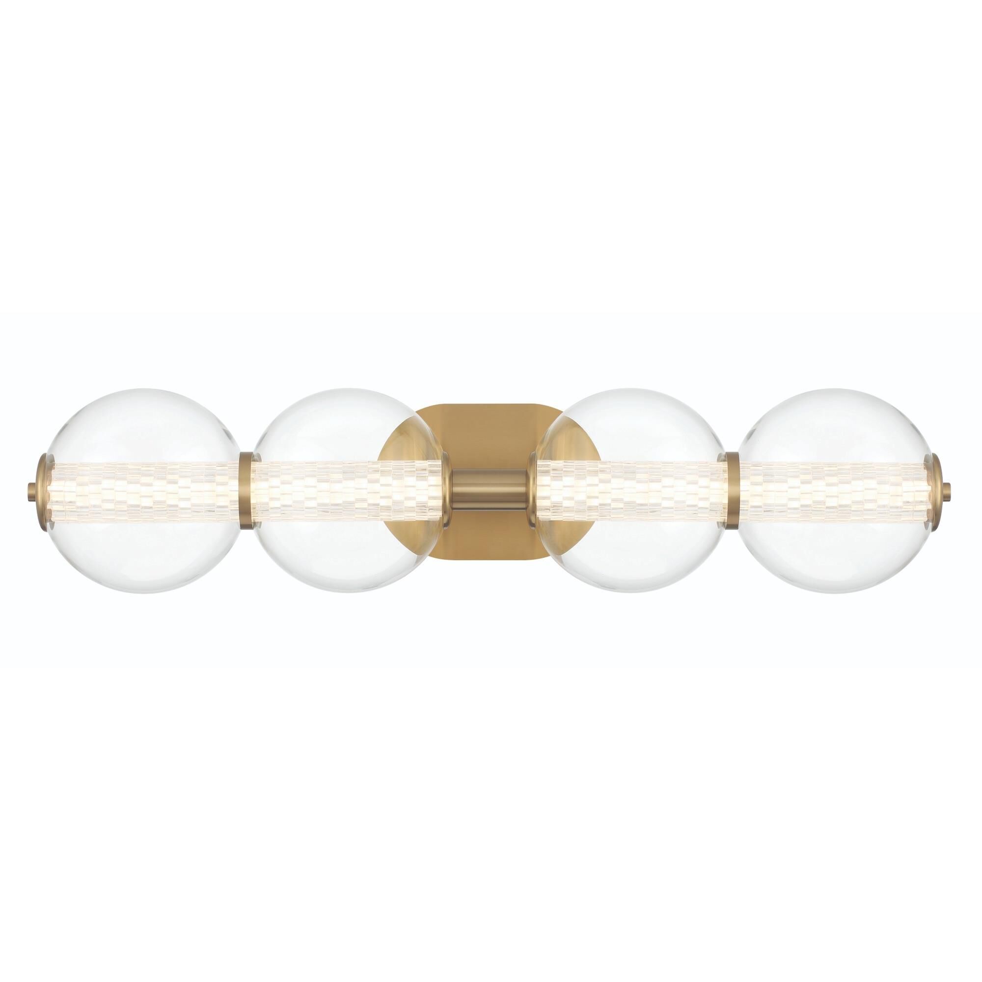 Shown in Gold finish and Clear glass