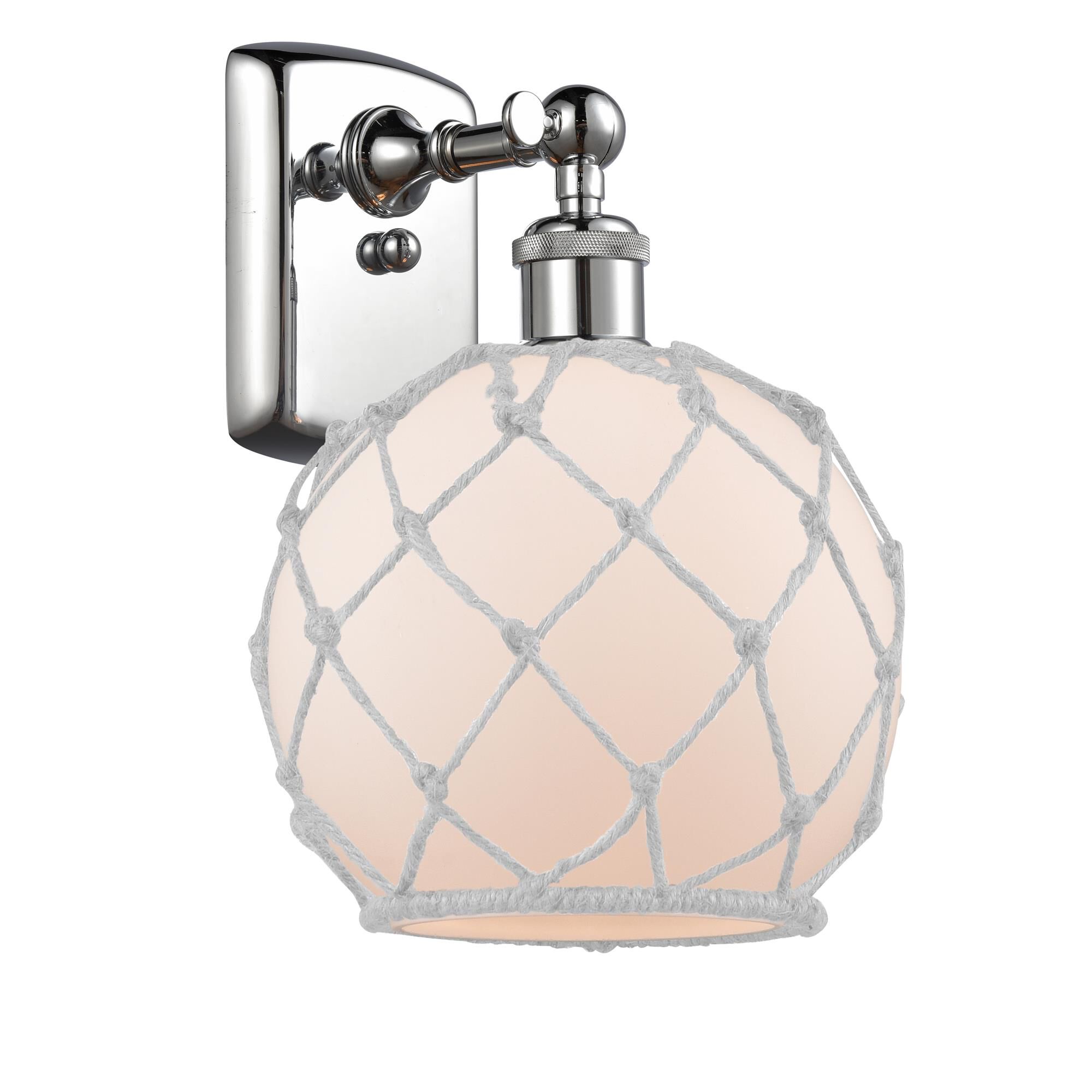 Shown in Polished Chrome finish and White With White Rope glass