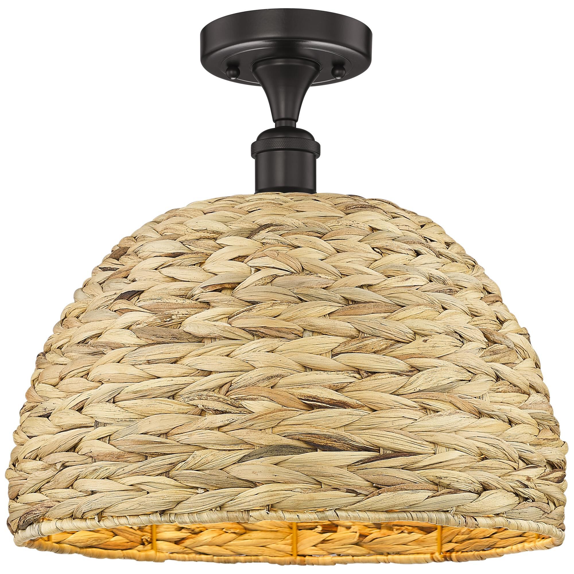 Bruno Marashlian Woven Rattan 16 Inch Semi Flush Mount by Innovations Lighting