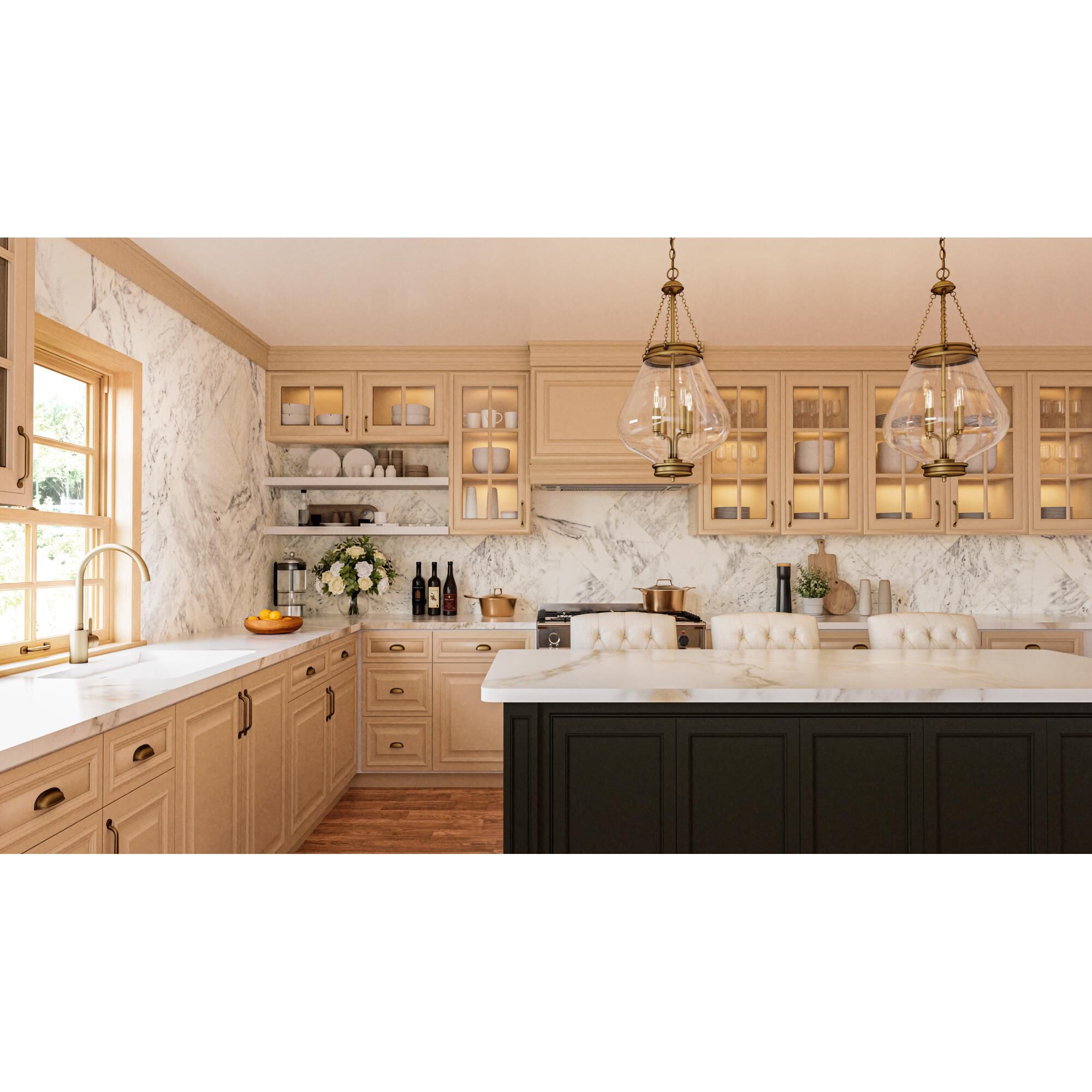 Shown in Weathered Brass finish and Clear glass