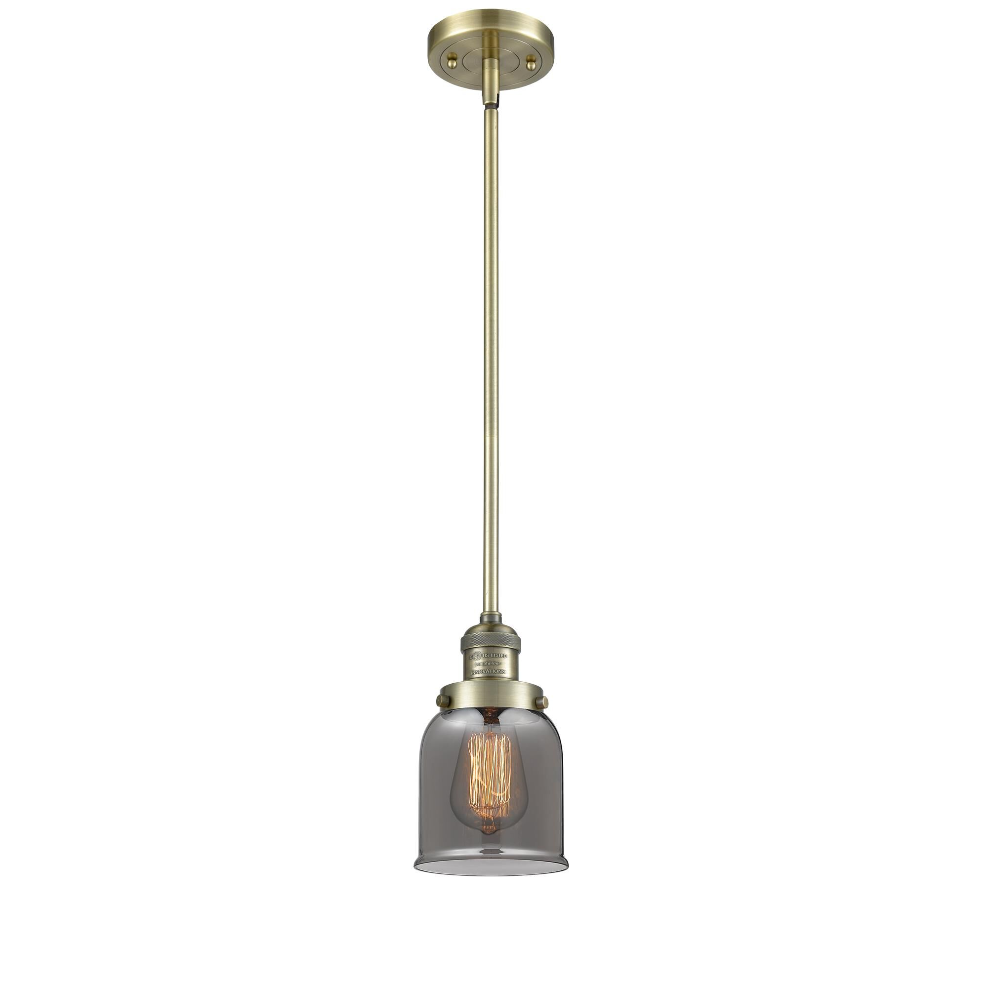 Shown in Antique Brass finish and Plated Smoked glass