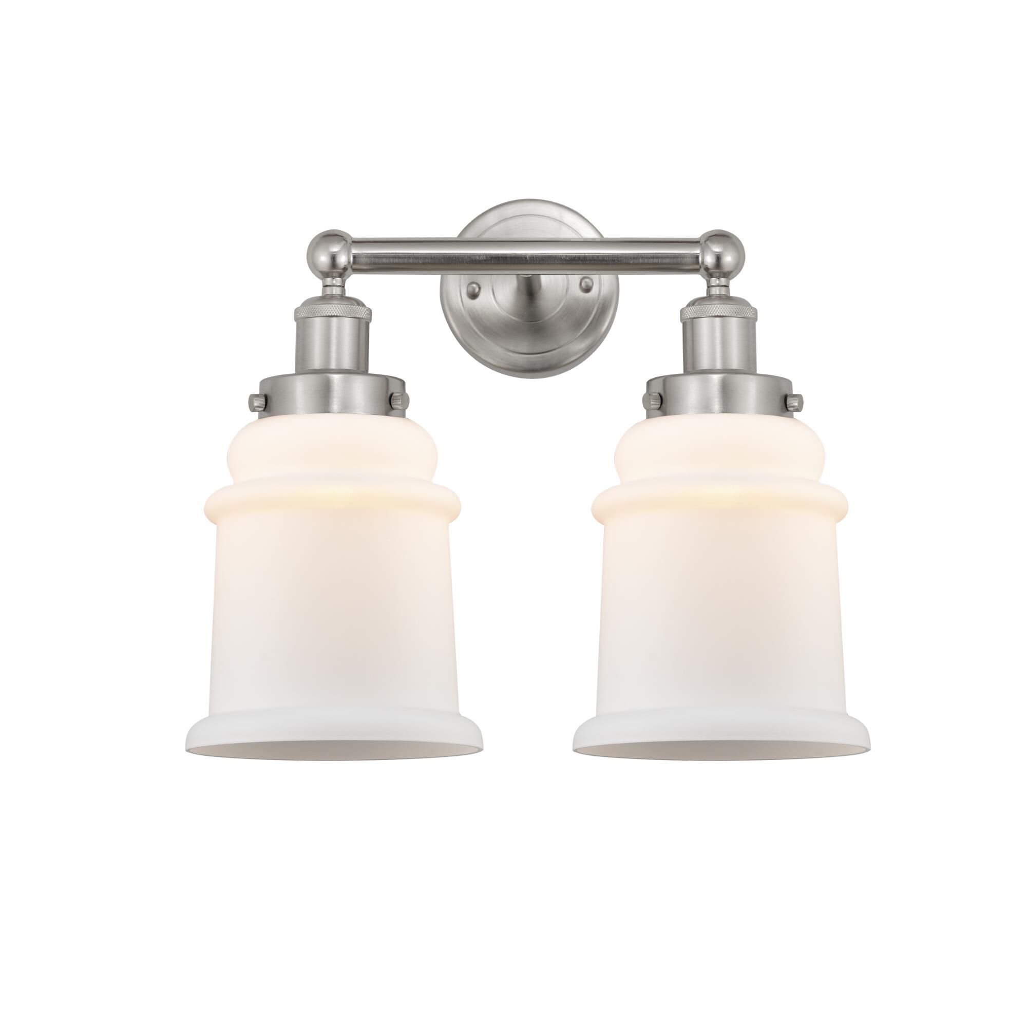 Shown in Brushed Satin Nickel, Matte White finish and Matte White glass and Matte White Glass shade