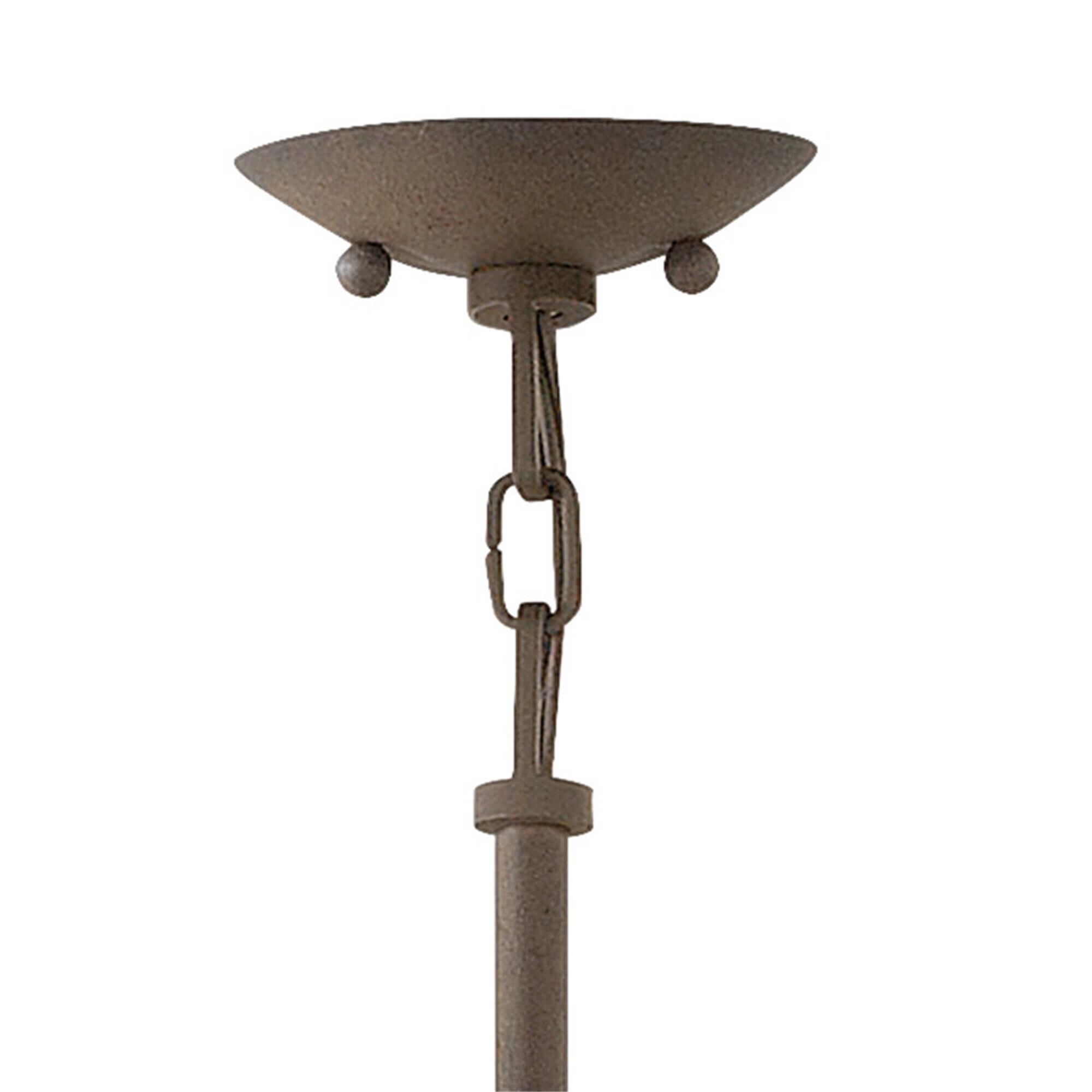 Shown in Vintage Iron finish and Clear Seedy glass