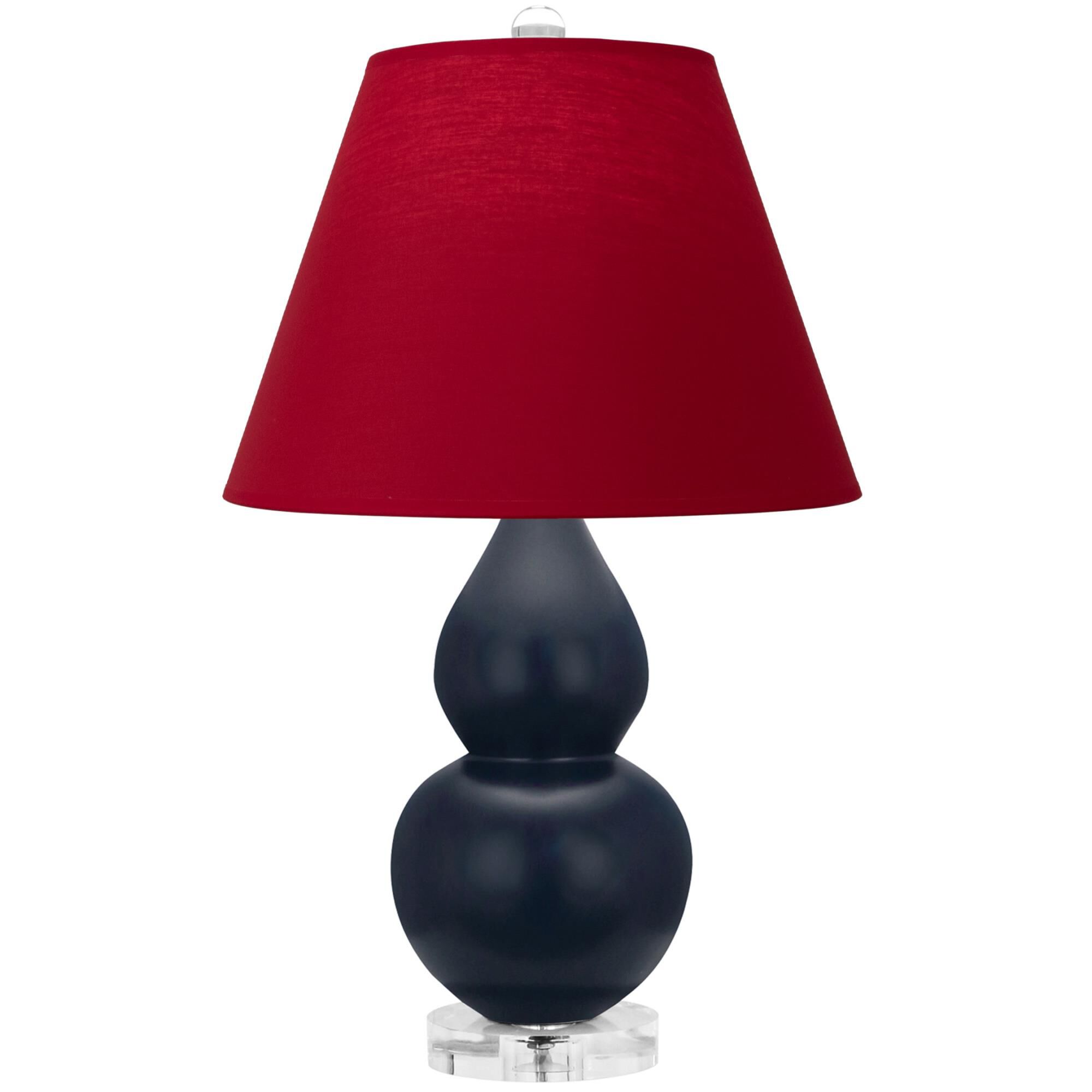 Shown in Matte Midnight Blue finish and Rose Red with Ink Black Lining Fabric shade and Lucite accent