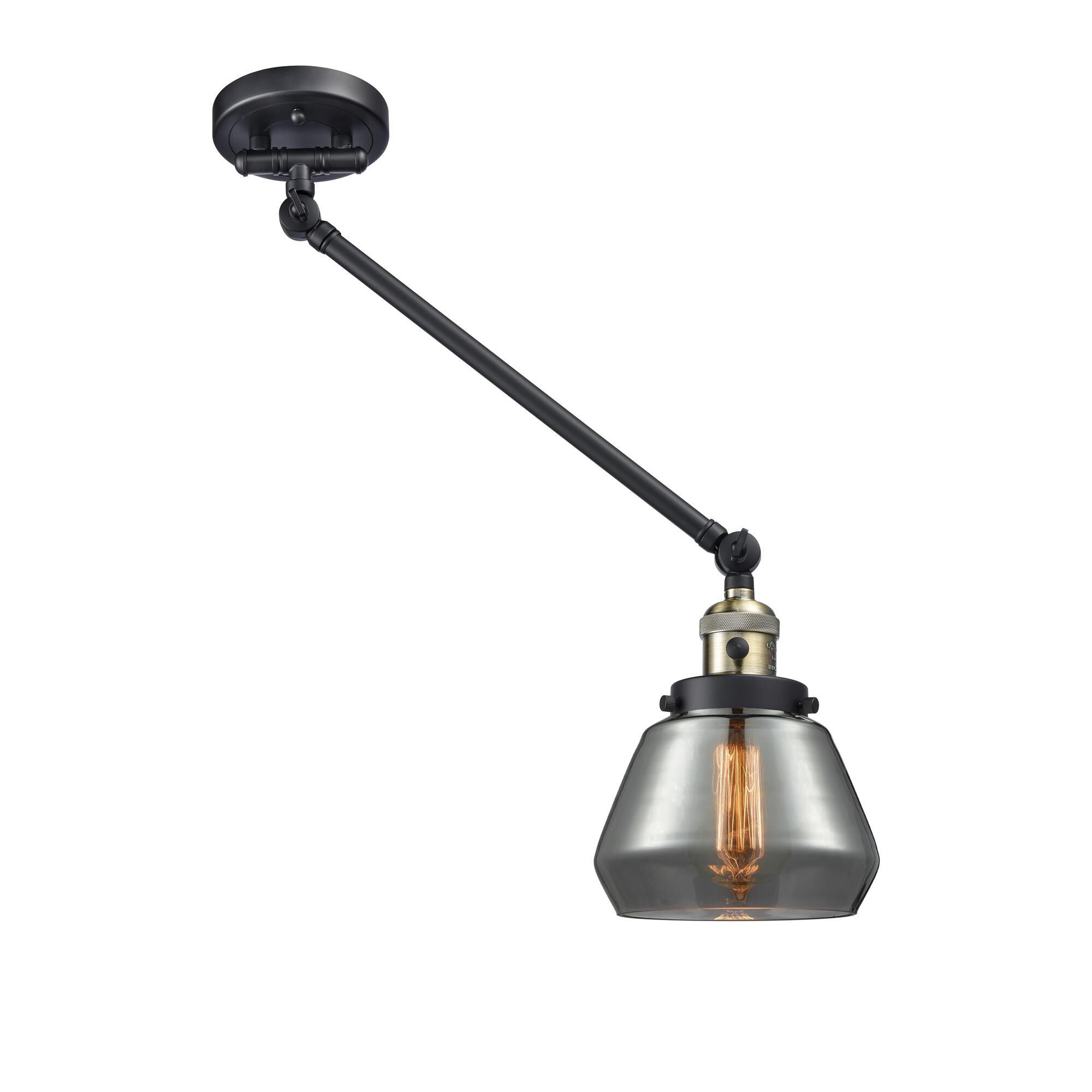 Shown in Black Antique Brass finish and Plated Smoked glass