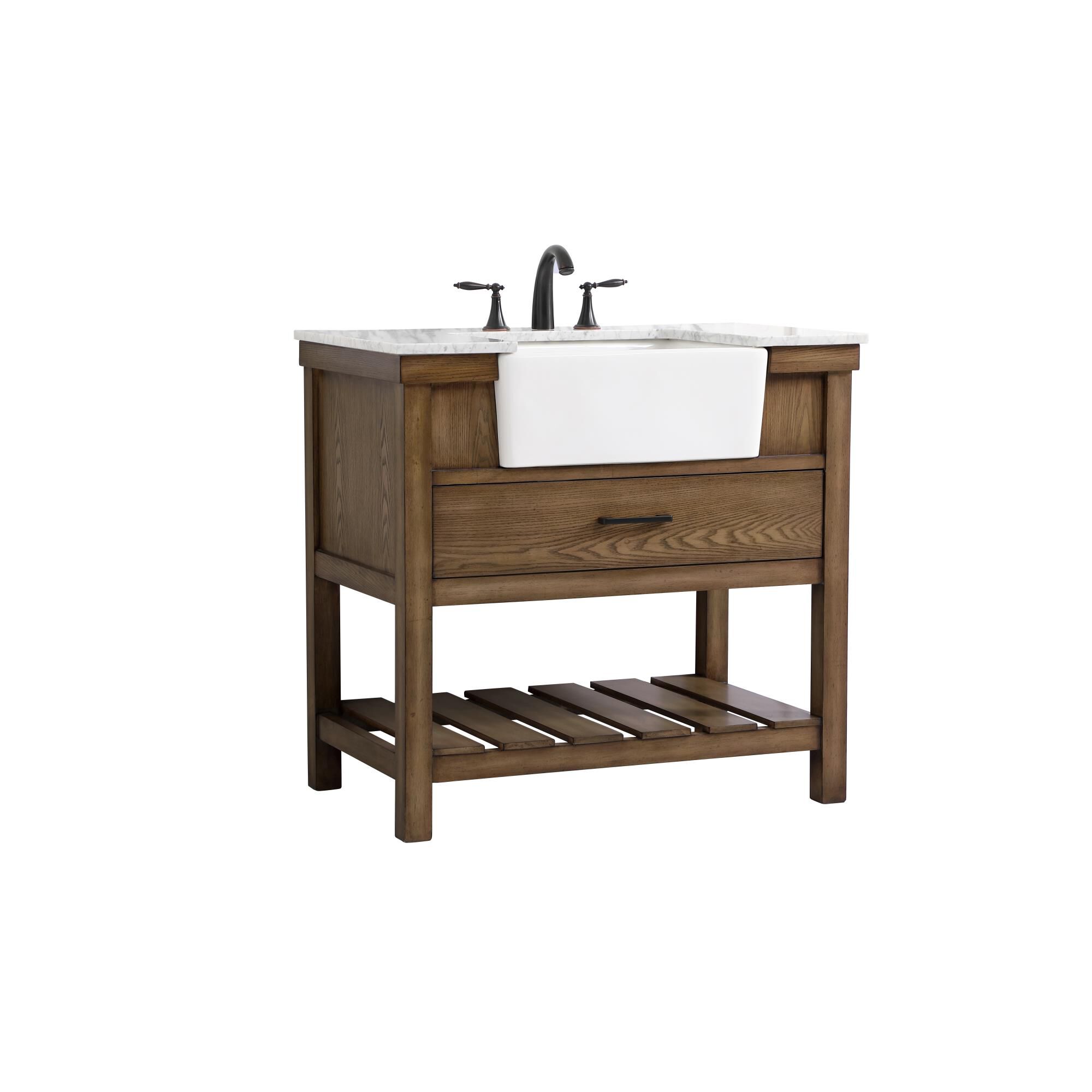 Shown in Driftwood finish and Without Backsplash accent