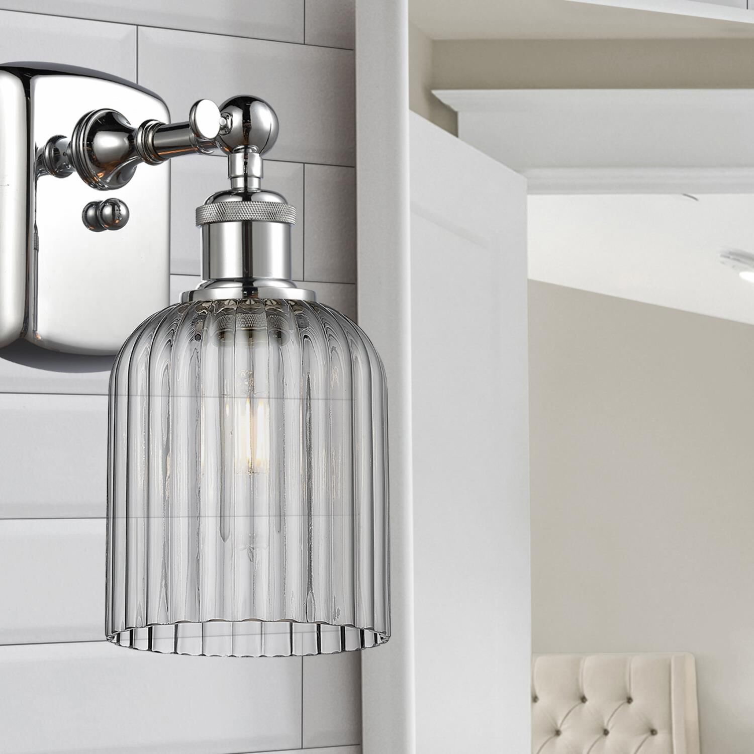 Shown in Polished Chrome finish and Light Smoke glass