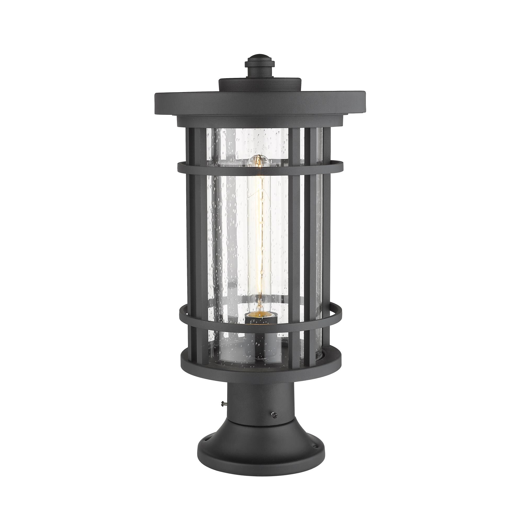 Shown in Black finish and Glass shade