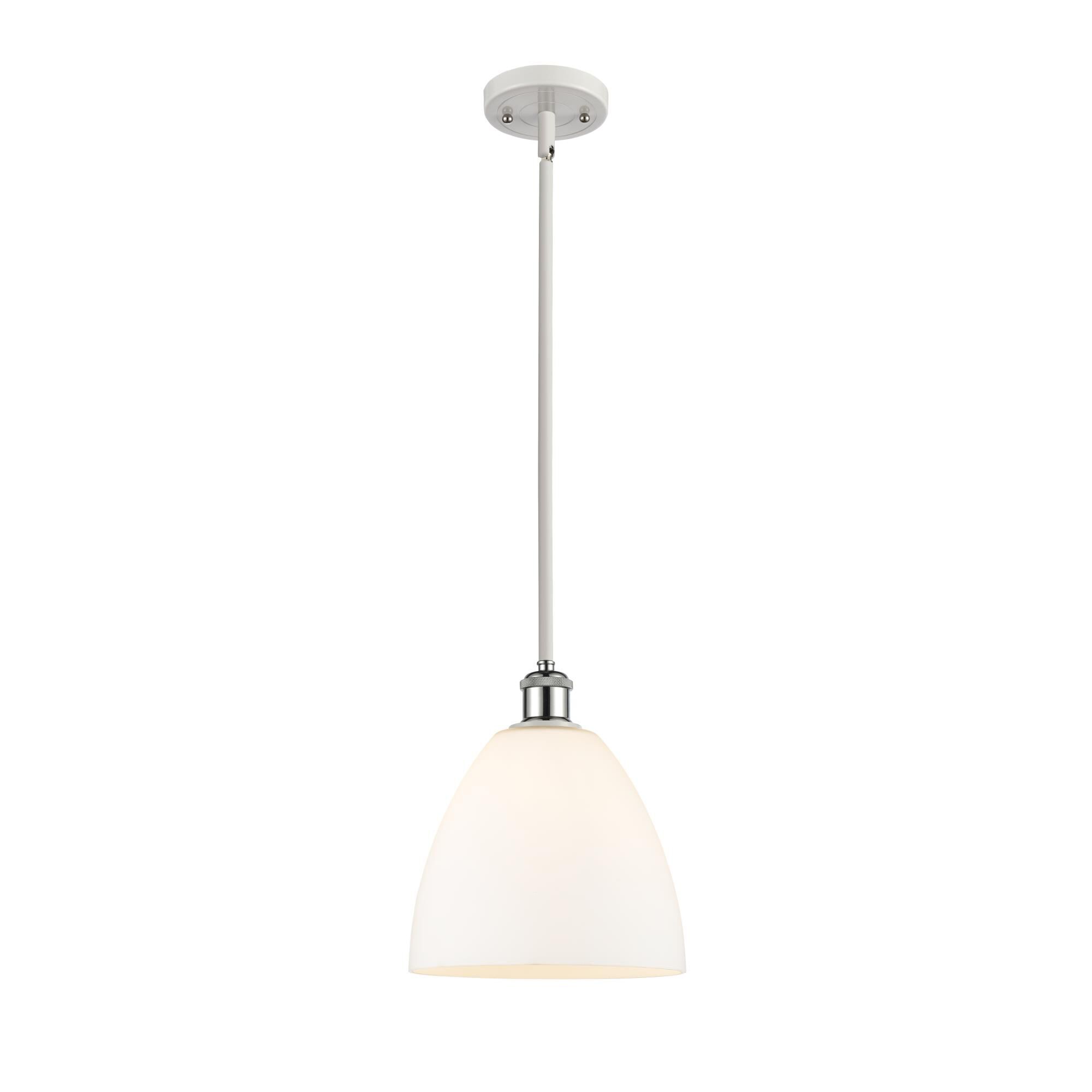 Shown in White And Polished Chrome finish and Matte White glass