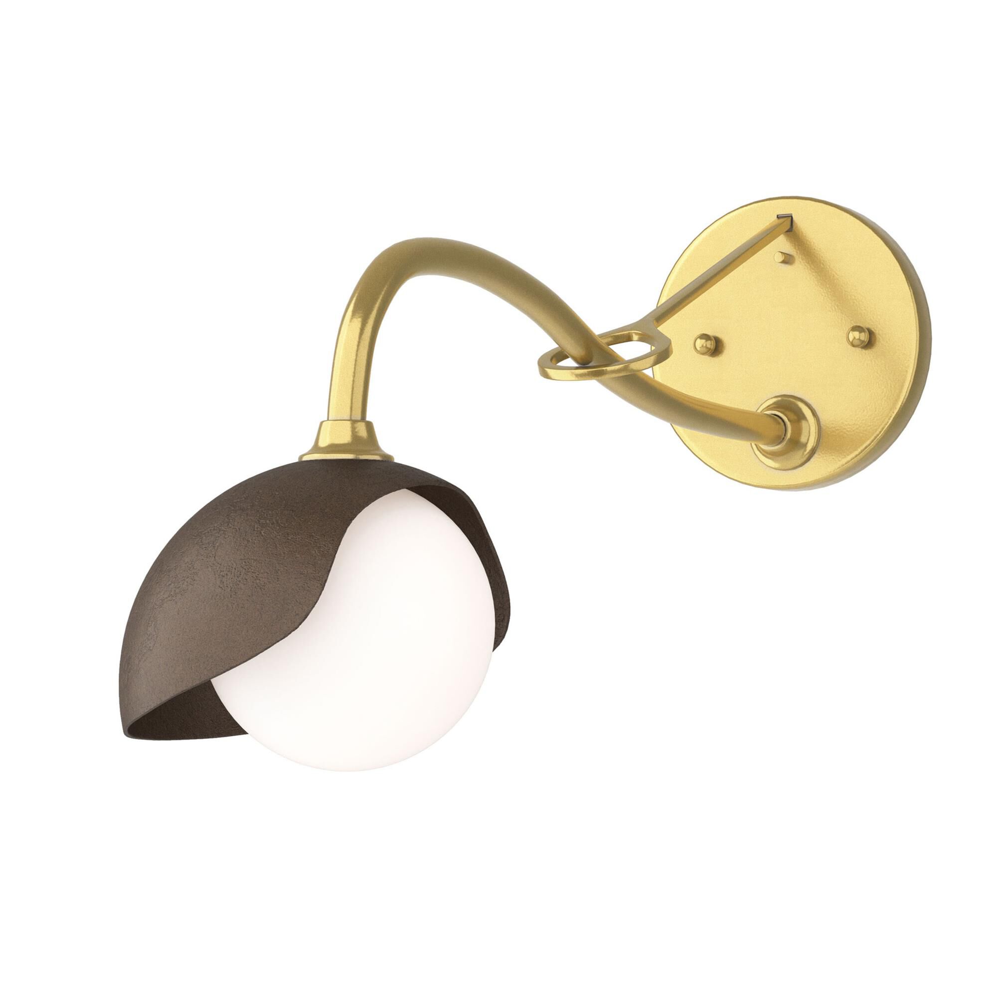 Shown in Modern Brass finish and Opal glass and Bronze (05) accent