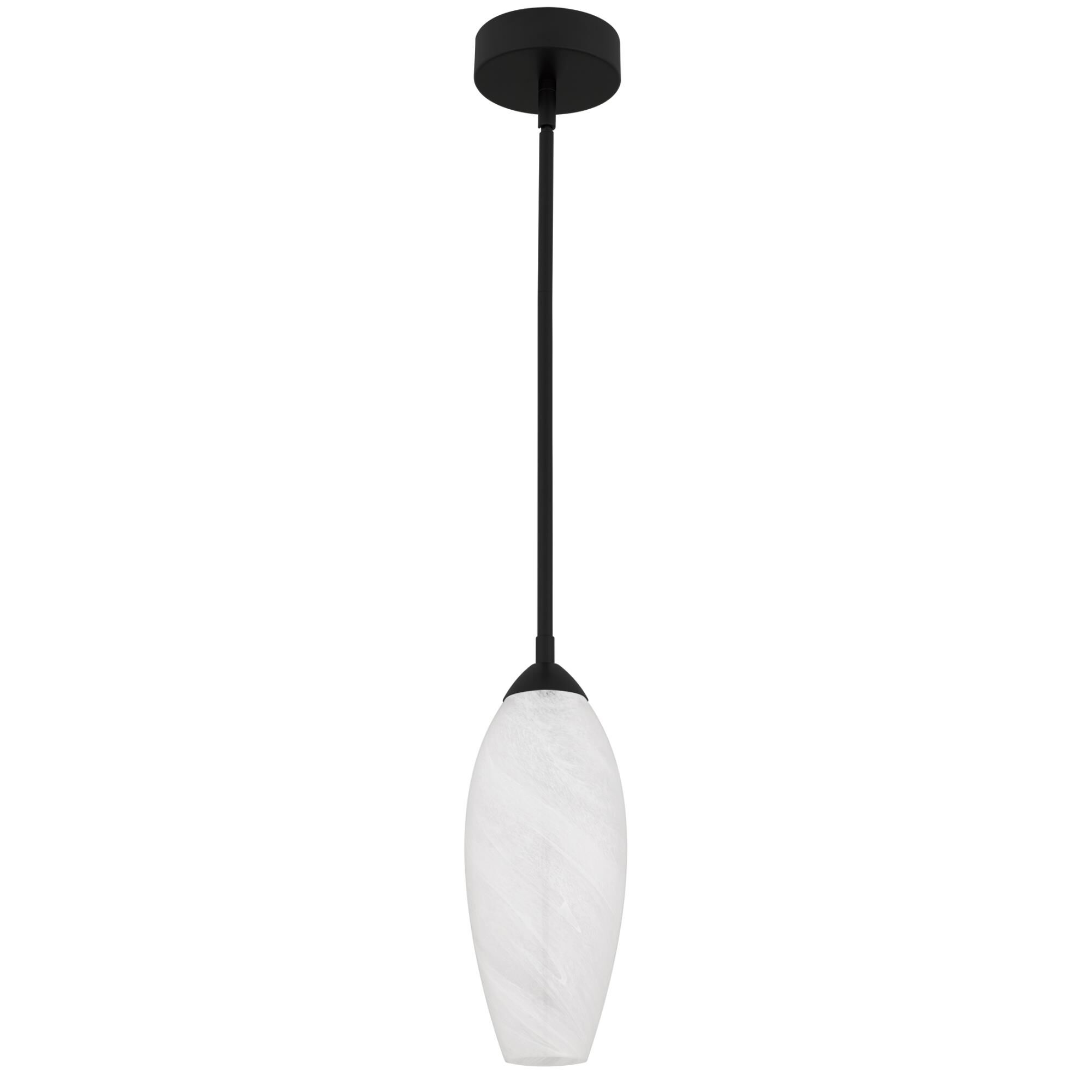 Shown in Matte Black finish and Cloud Glass shade