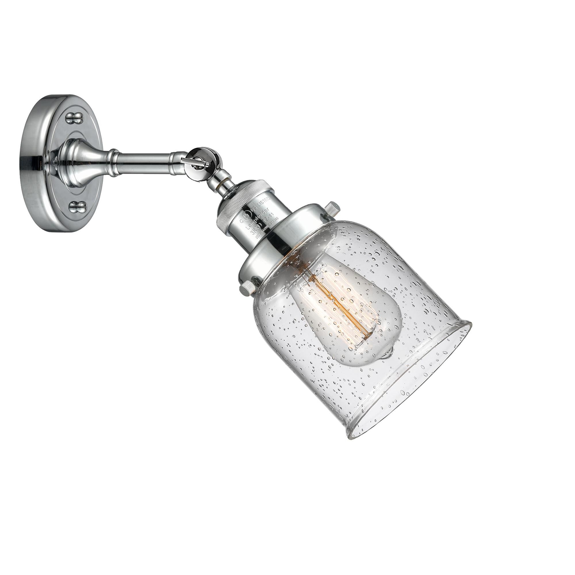 Shown in Polished Chrome finish and Seedy glass and None accent