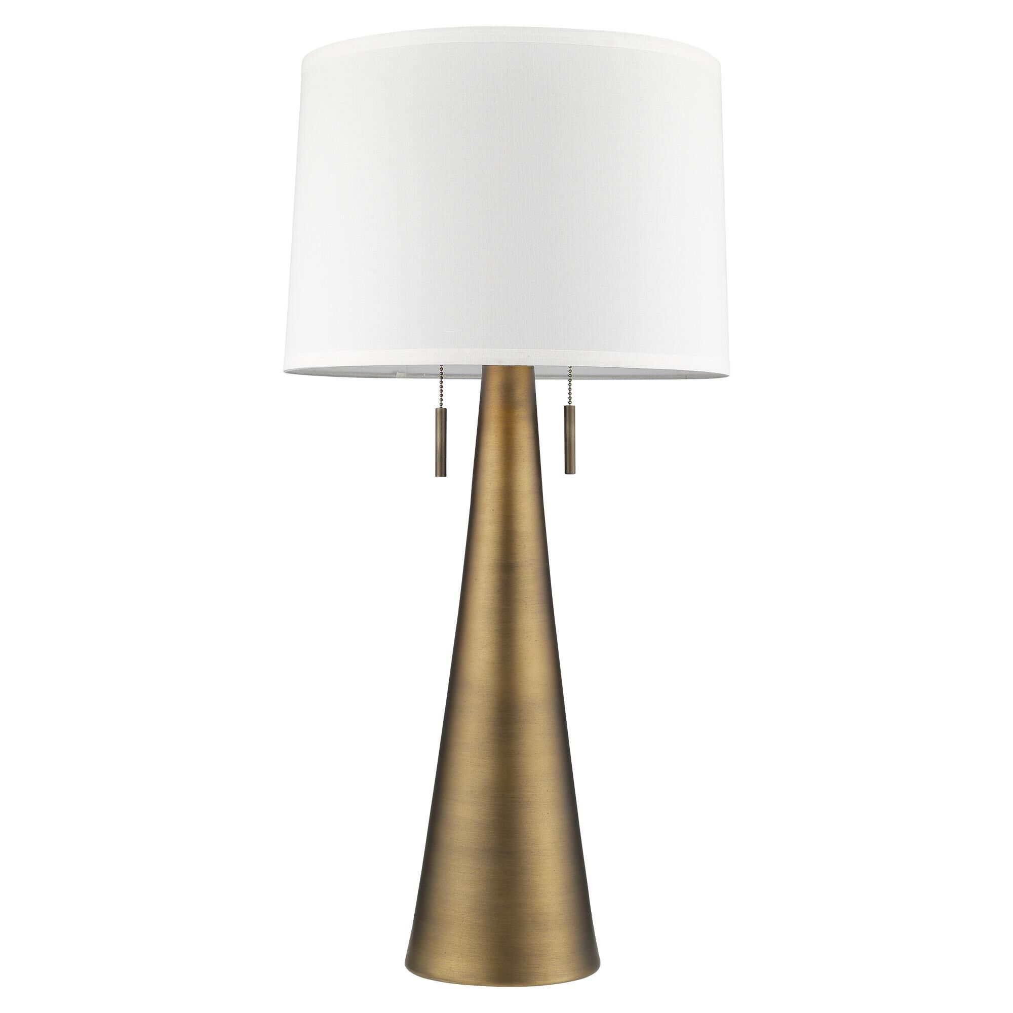 Shown in Hand Painted Antique Gold finish and Off-White glass and Off-White Shantung shade