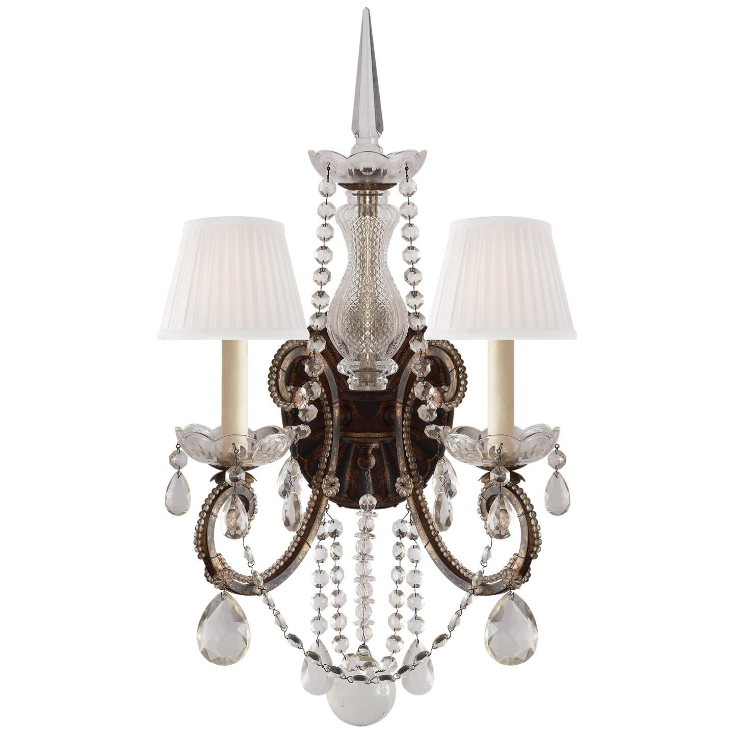 Shown in Antiqued Gild finish and Silk shade