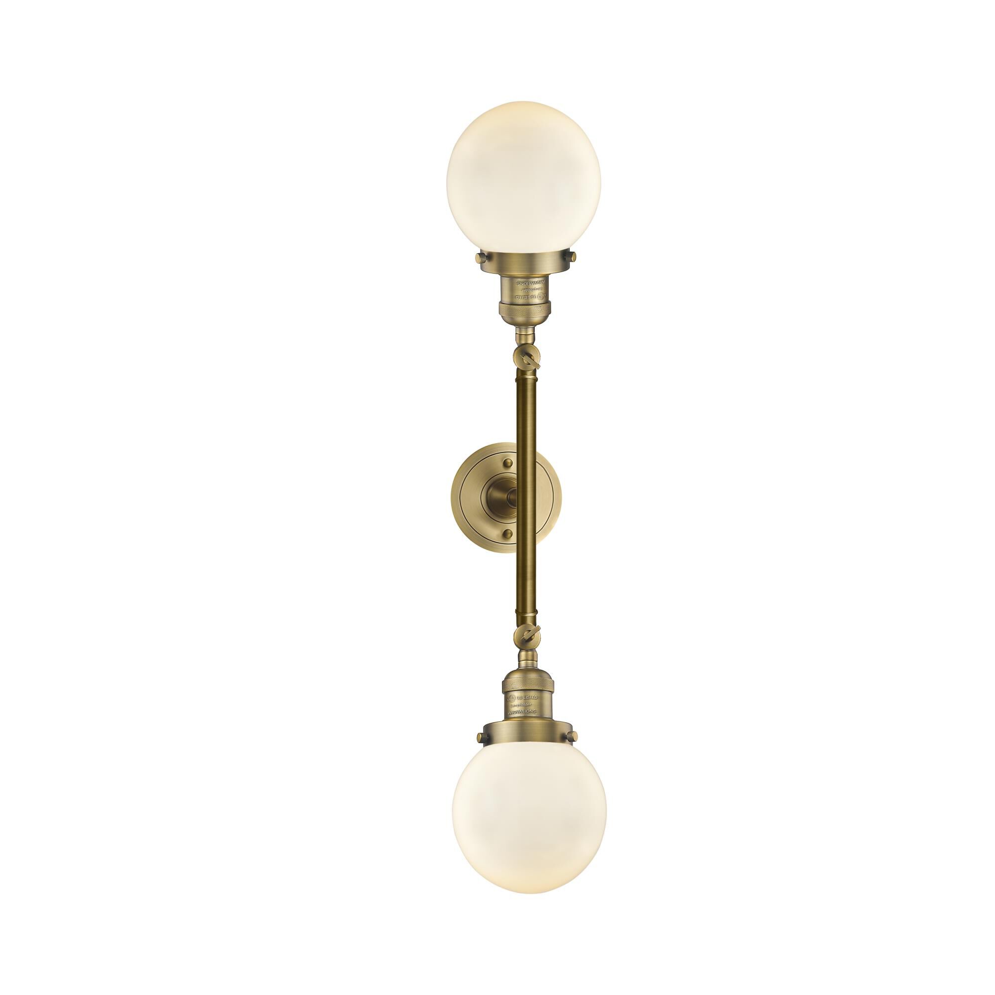 Shown in Brushed Brass finish and Matte White Cased glass