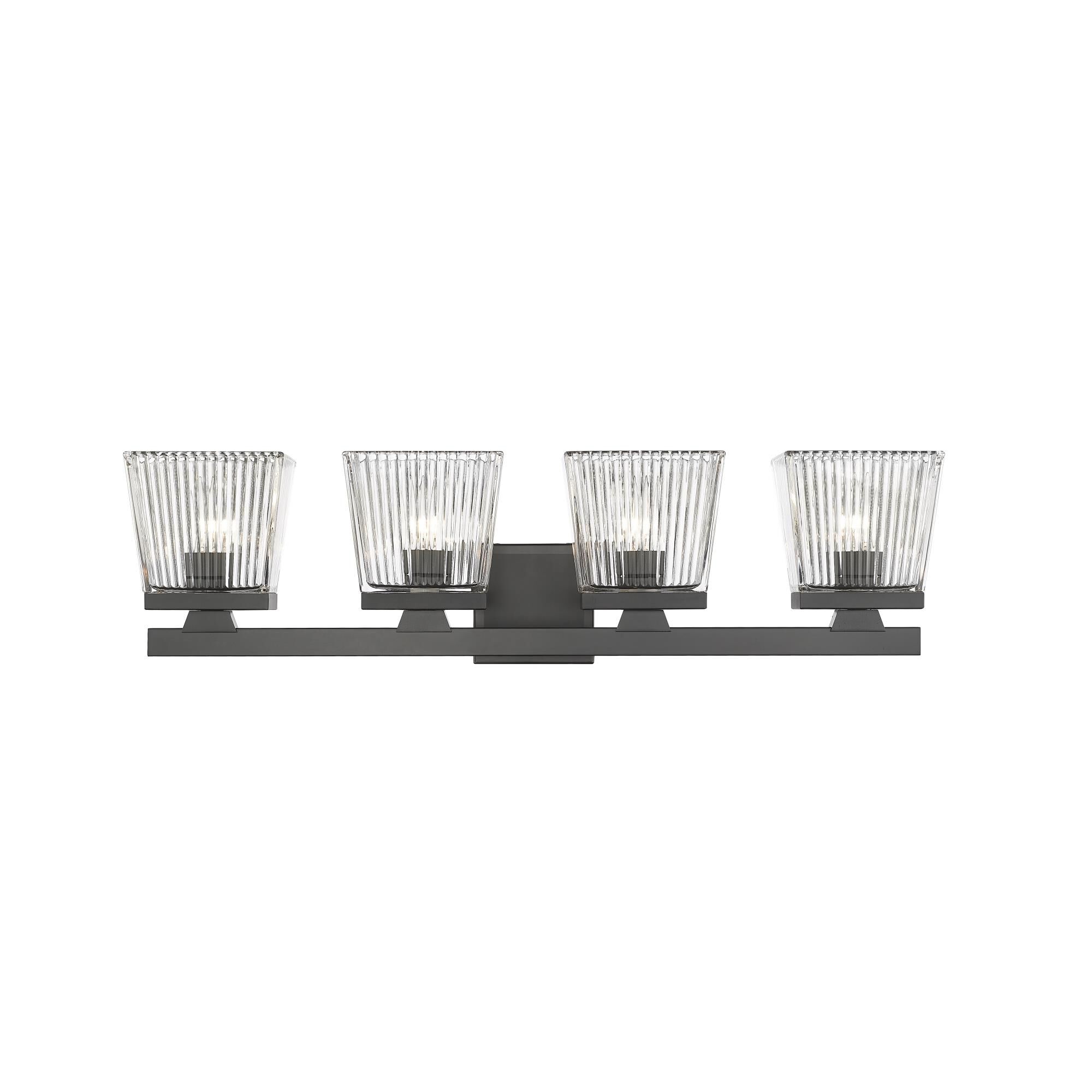 Shown in Matte Black finish and Glass shade