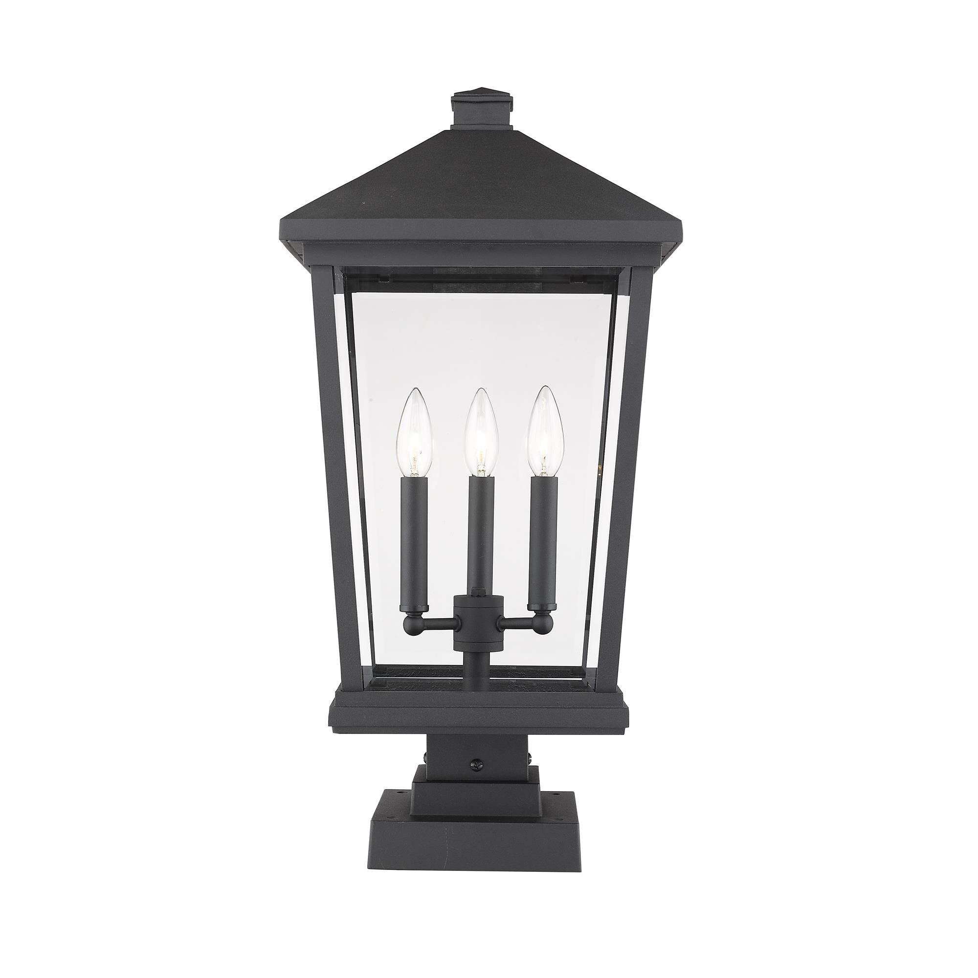 Shown in Black finish and Glass shade