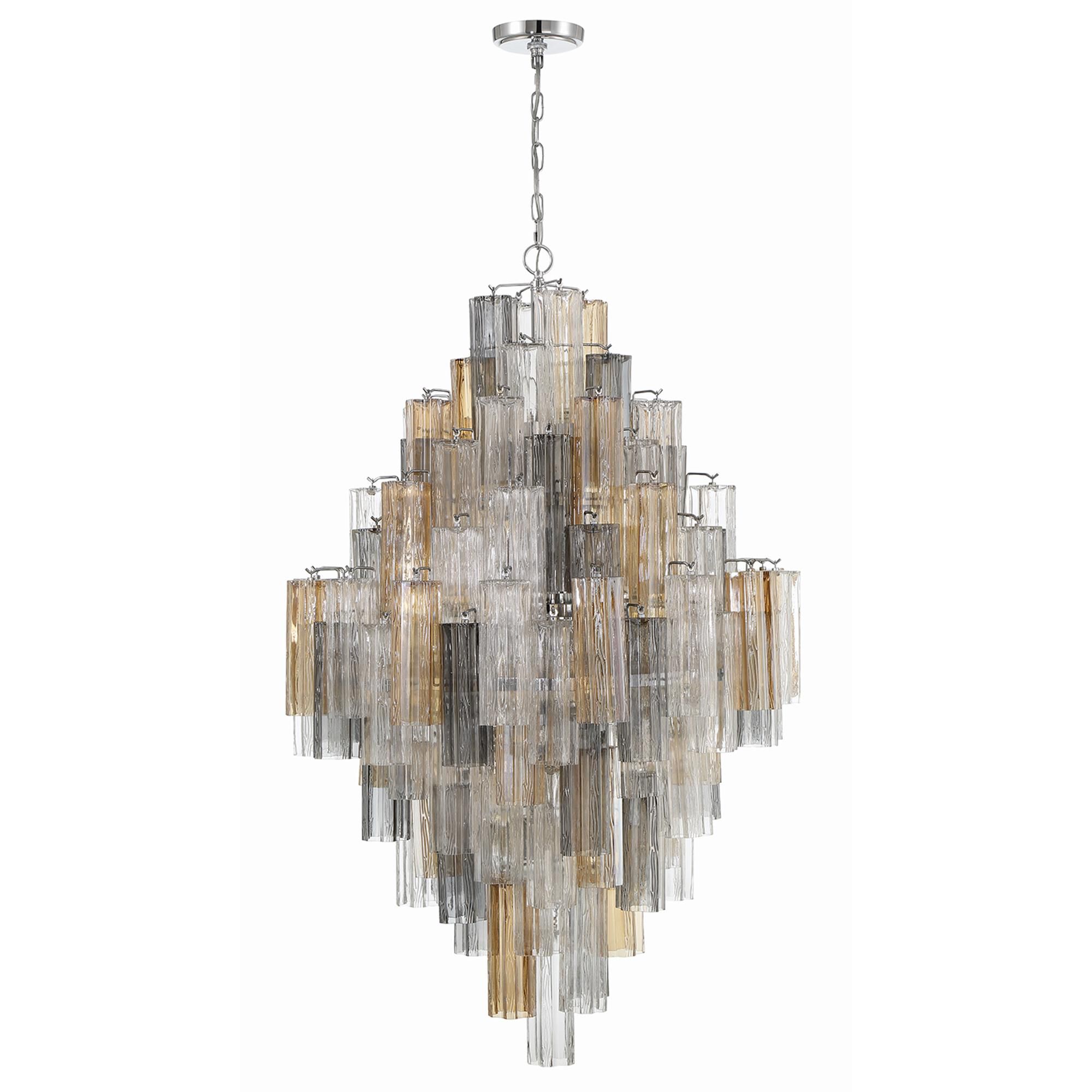 Shown in Polished Chrome finish and Tronchi Glass Autumn crystal