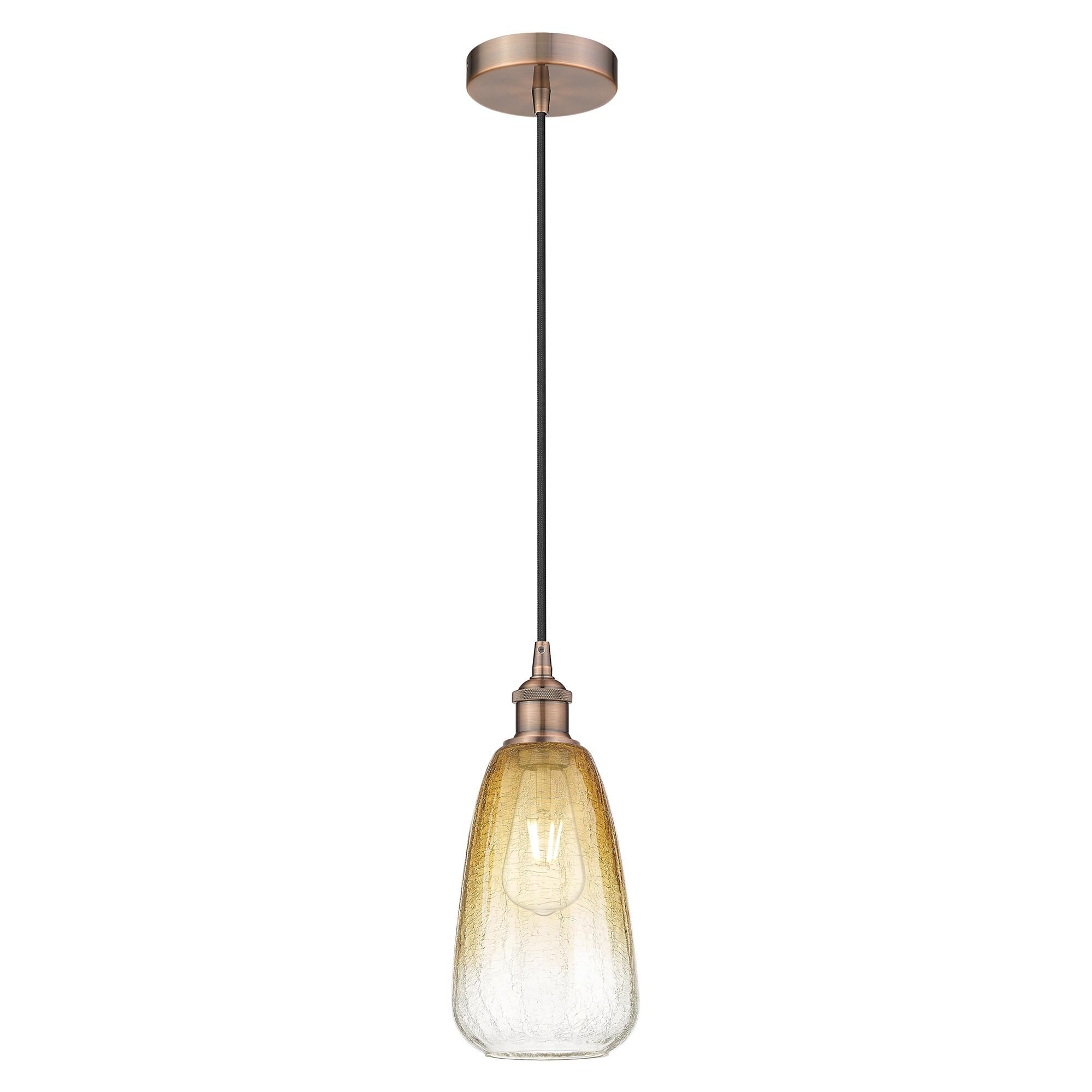 Shown in Antique Copper finish and Amber glass