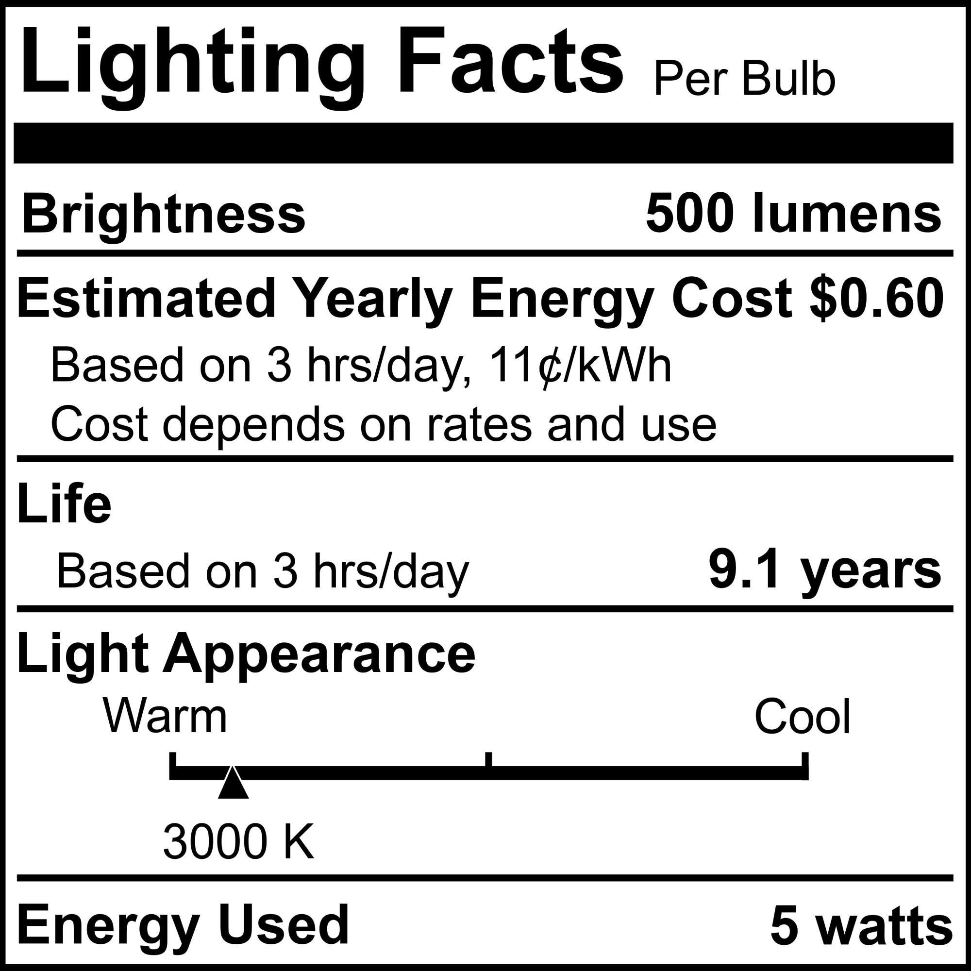 5 Watt 3000K B11 LED Light Bulb,