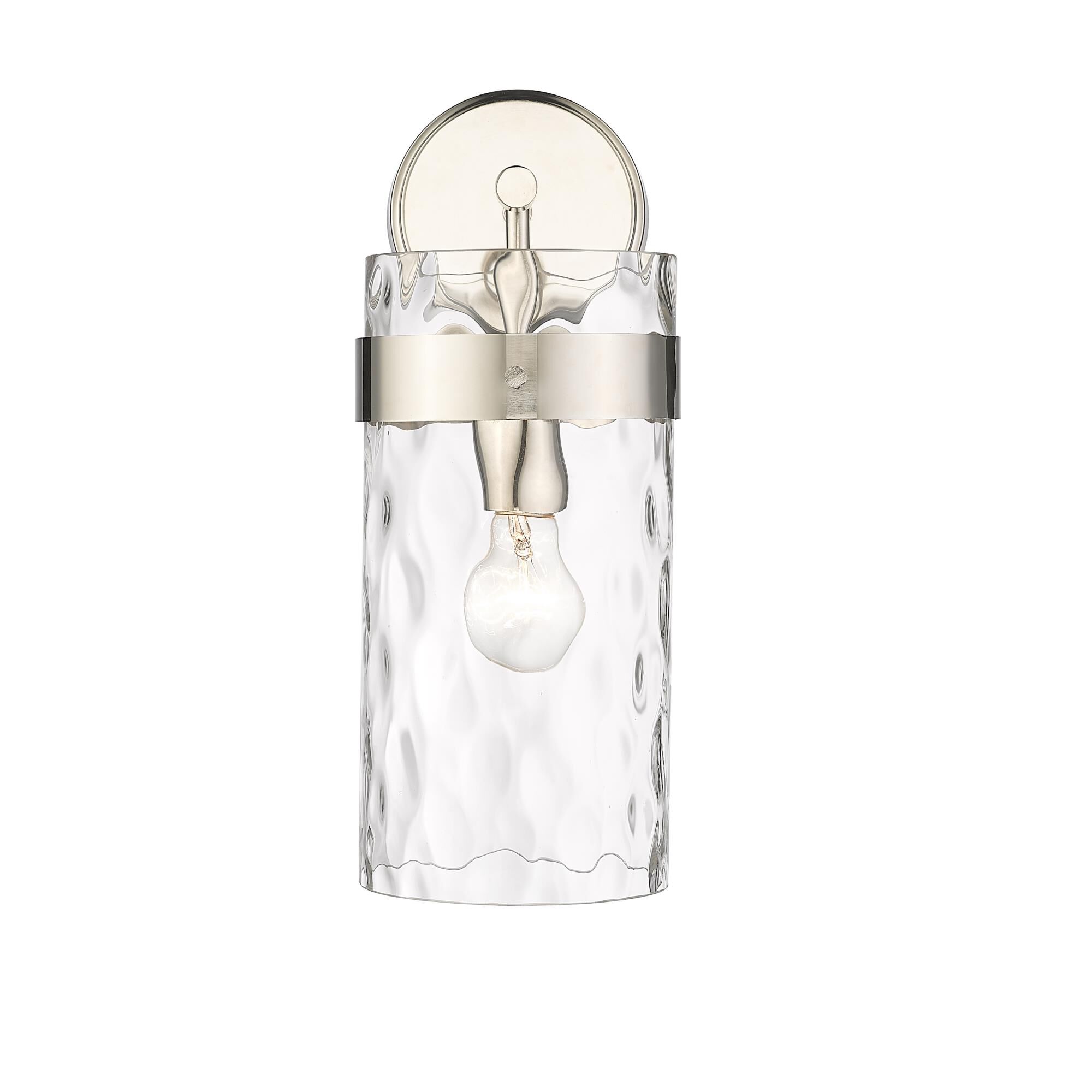 Shown in Polished Nickel finish and Glass shade