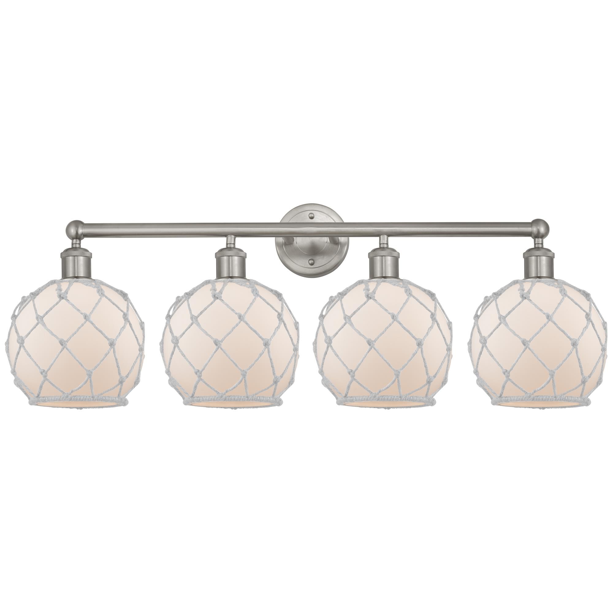Shown in Brushed Satin Nickel finish and White with White Rope glass