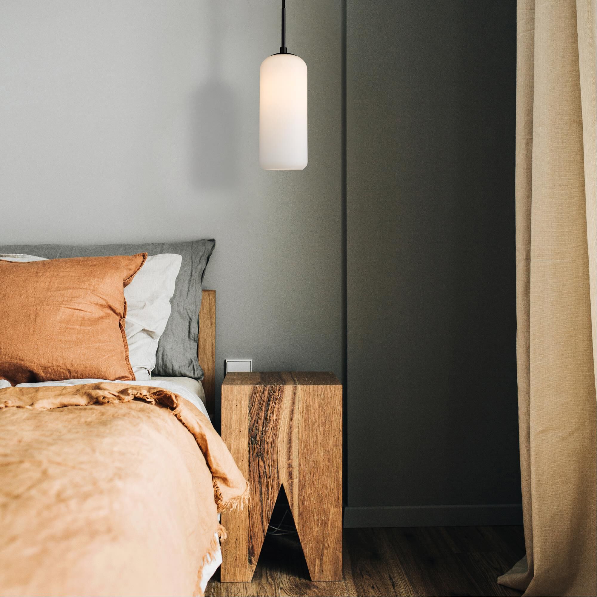 Shown in Matte Black finish and Matte Opal glass and No Shade shade