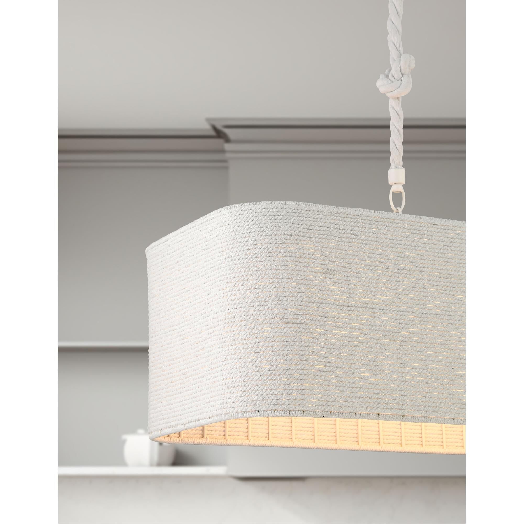 Shown in Matte White finish and Cotton Rope shade