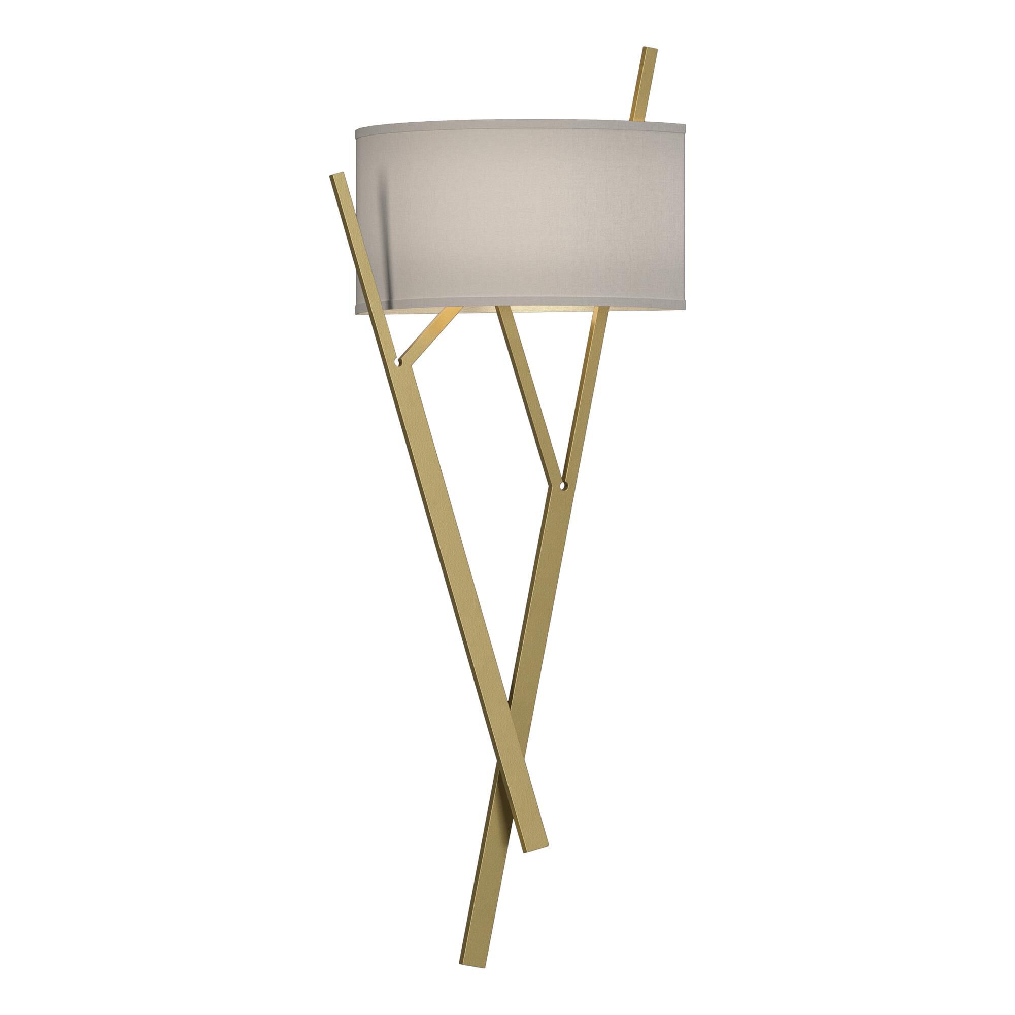 Shown in Modern Brass finish and Flax shade