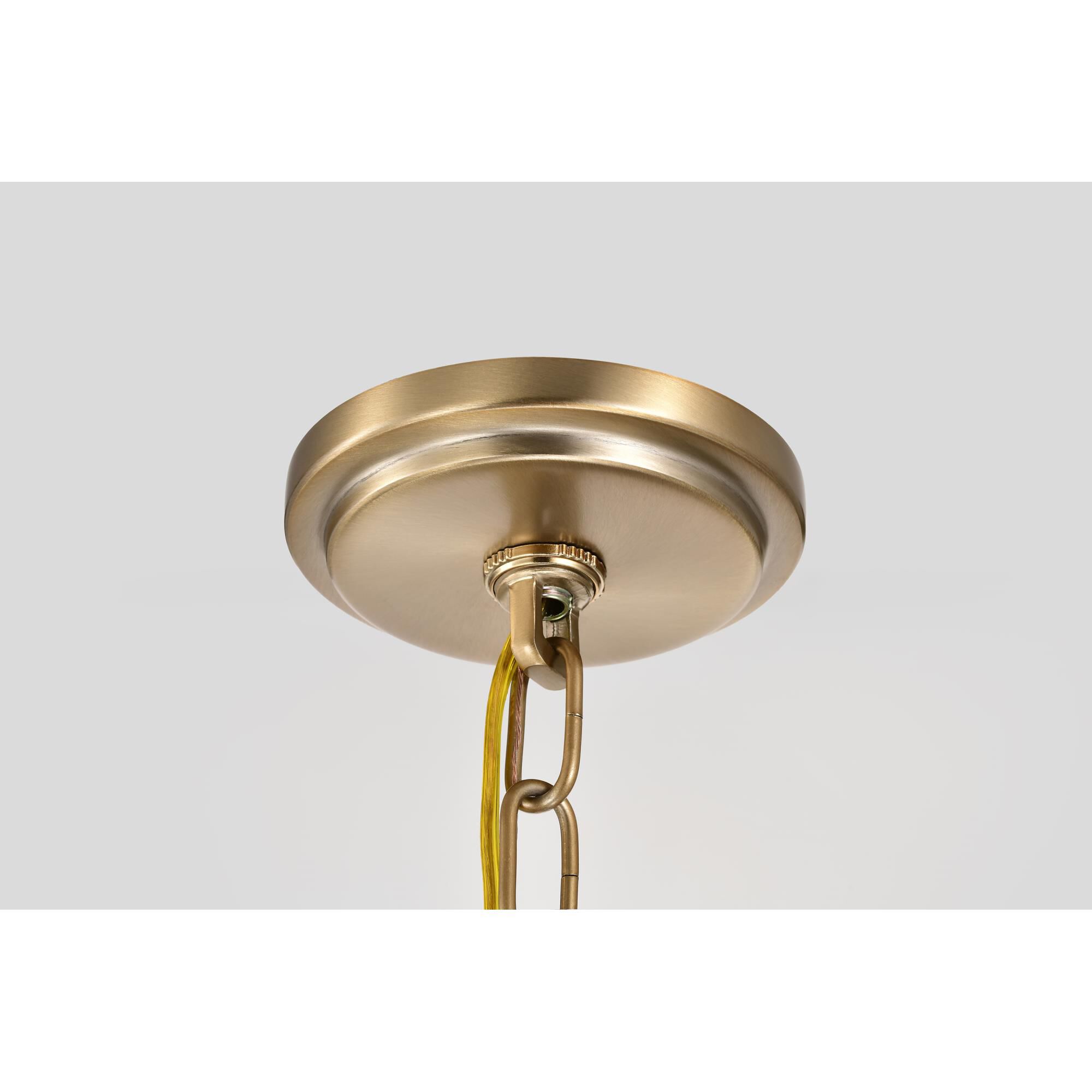 Shown in Burnished Brass finish and White Opal glass