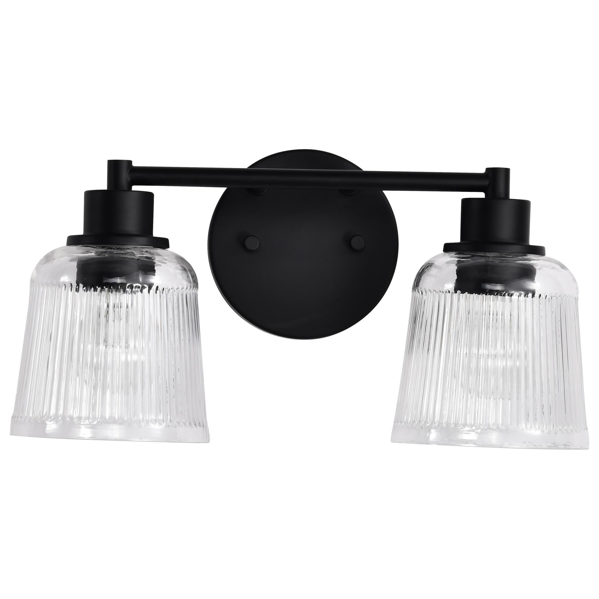 Shown in Matte Black finish and Clear Ribbed glass