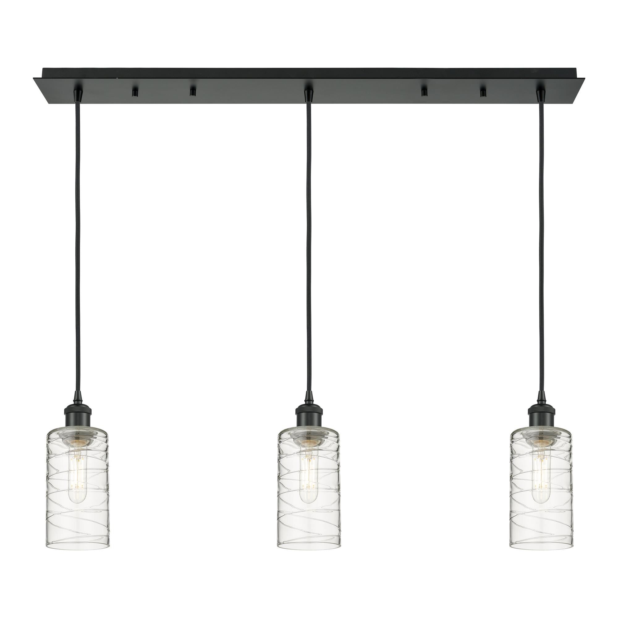 Shown in Matte Black finish and Deco Swirl shade
