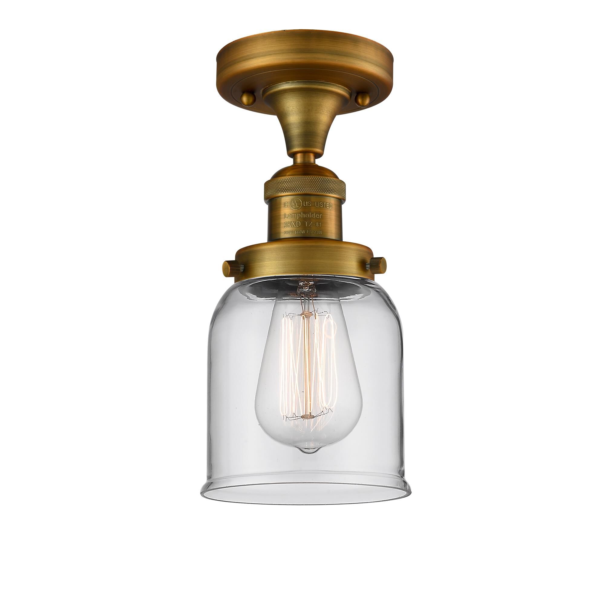 Shown in Brushed Brass finish and Clear glass