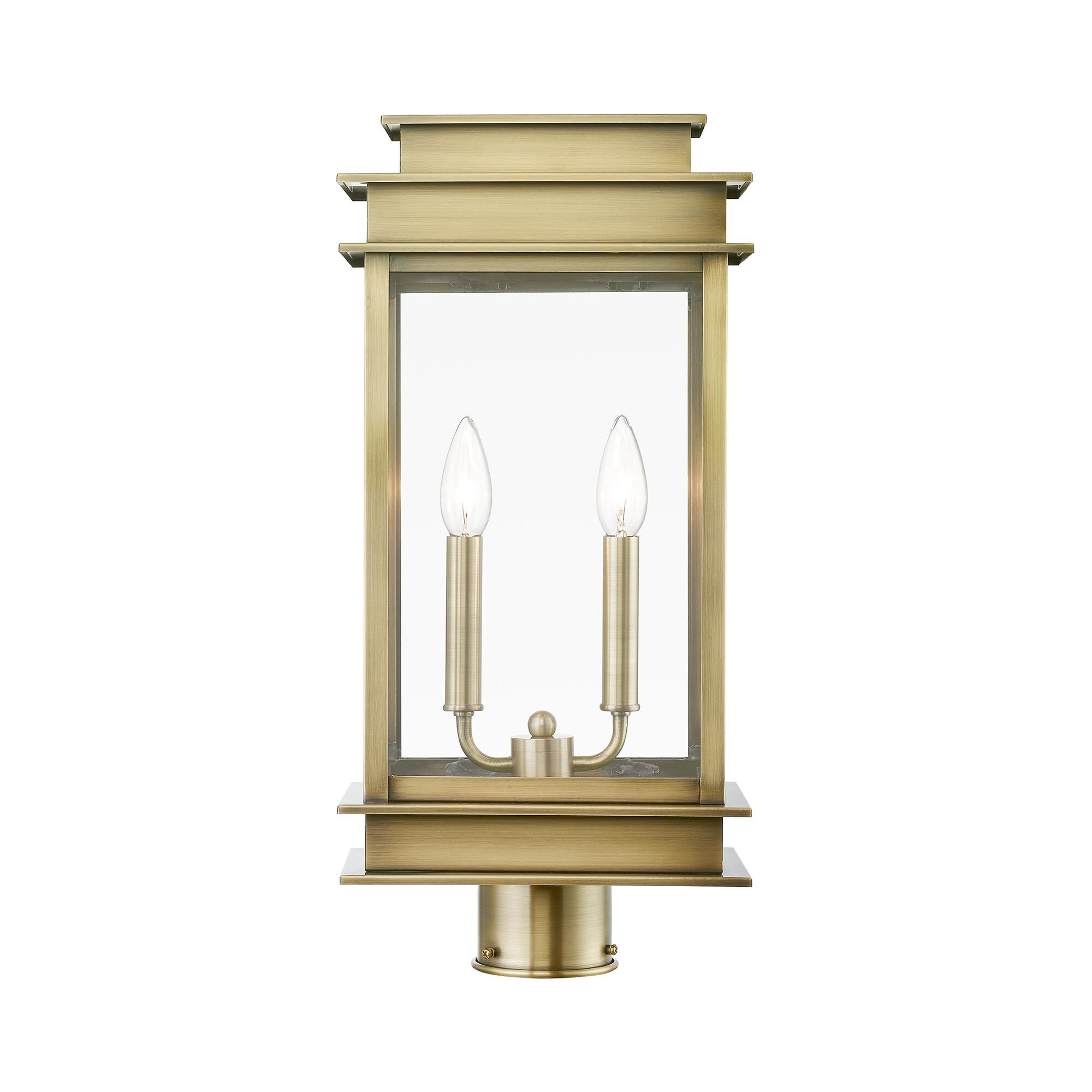 Shown in Antique Brass with Polished Chrome Stainless Steel Reflector finish and Clear glass