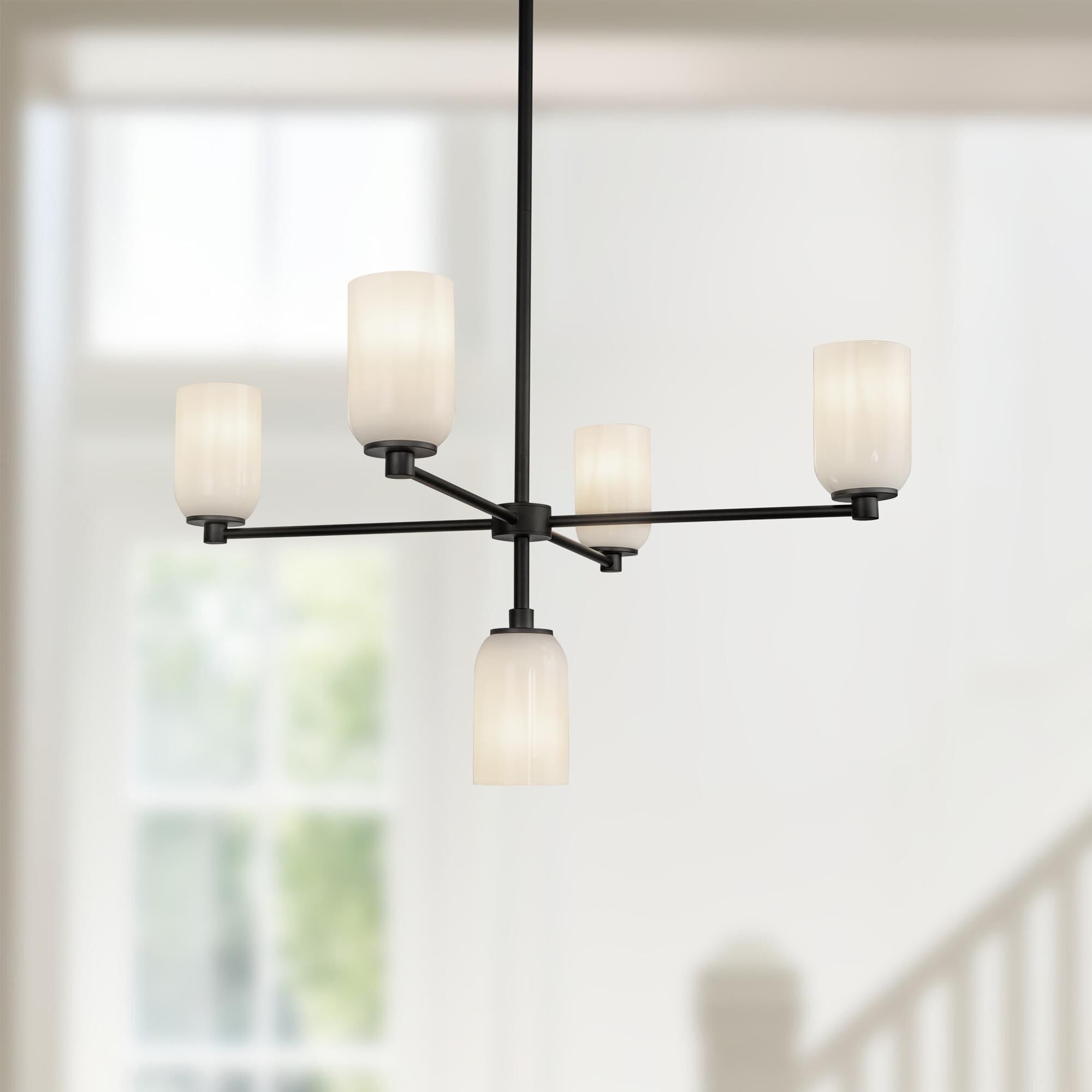 Shown in Black finish and Glossy Opal glass and No Shade shade