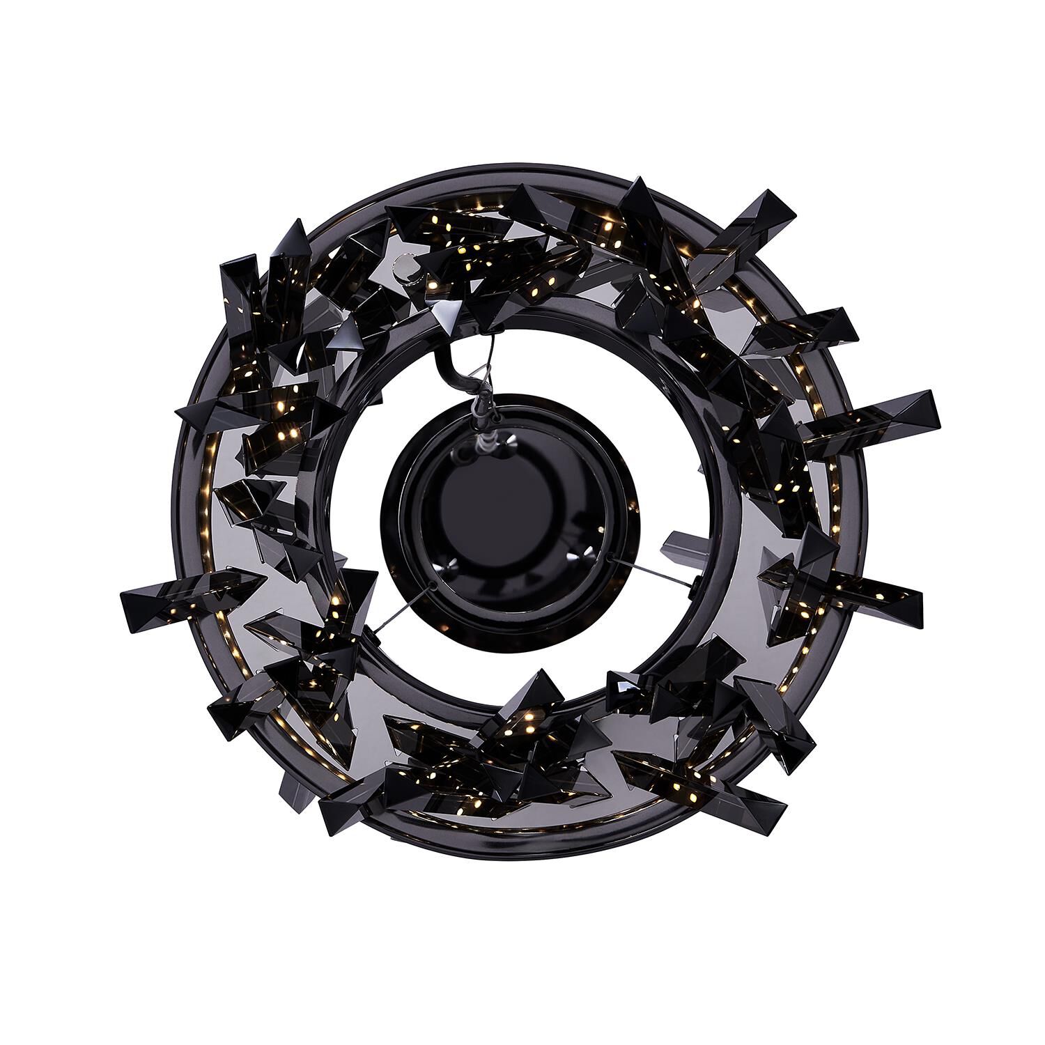 Shown in Black Nickel finish and Smoked Firenze crystal