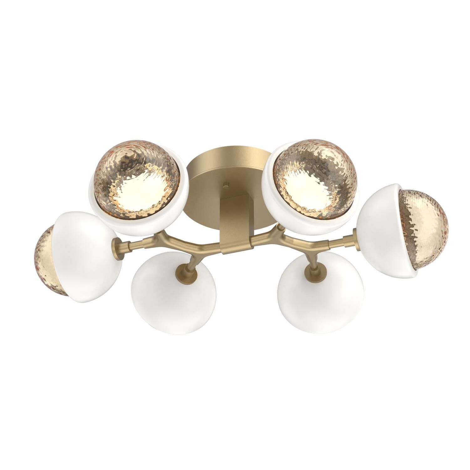 Shown in Gilded Brass finish and Amber glass and Salt White accent