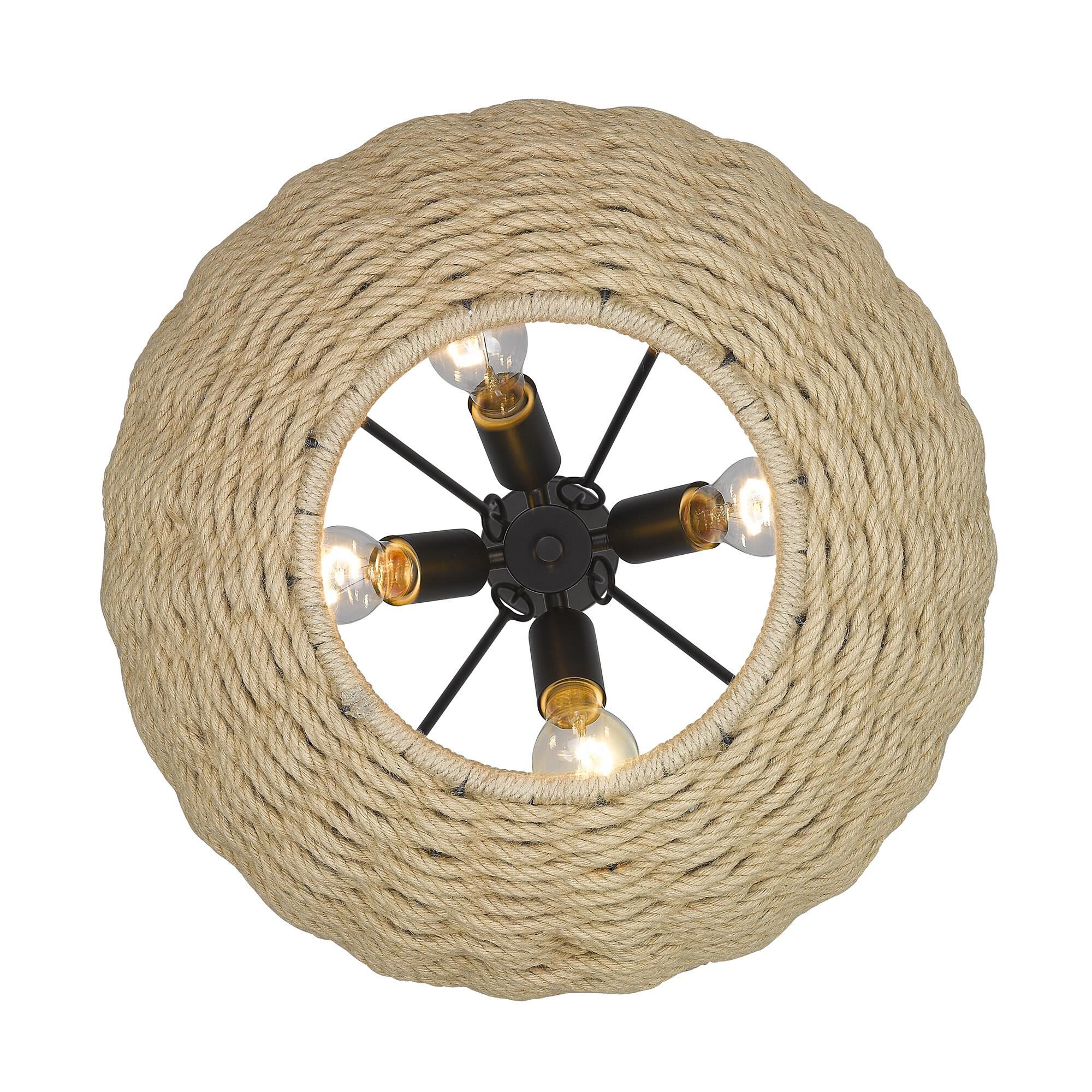 Shown in Matte Black finish and Woven Hemp Rope shade