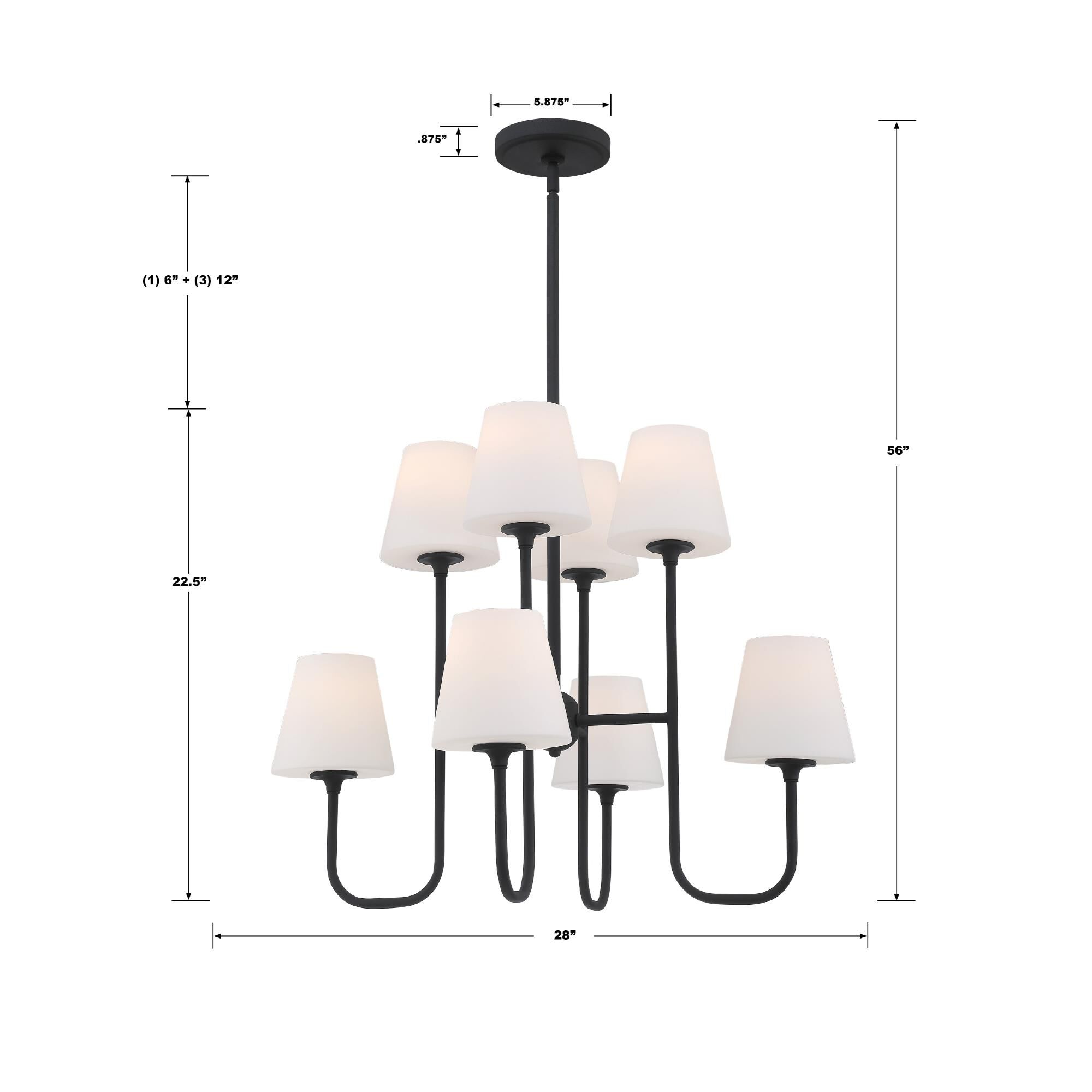 Shown in Black Forged finish and Glass shade